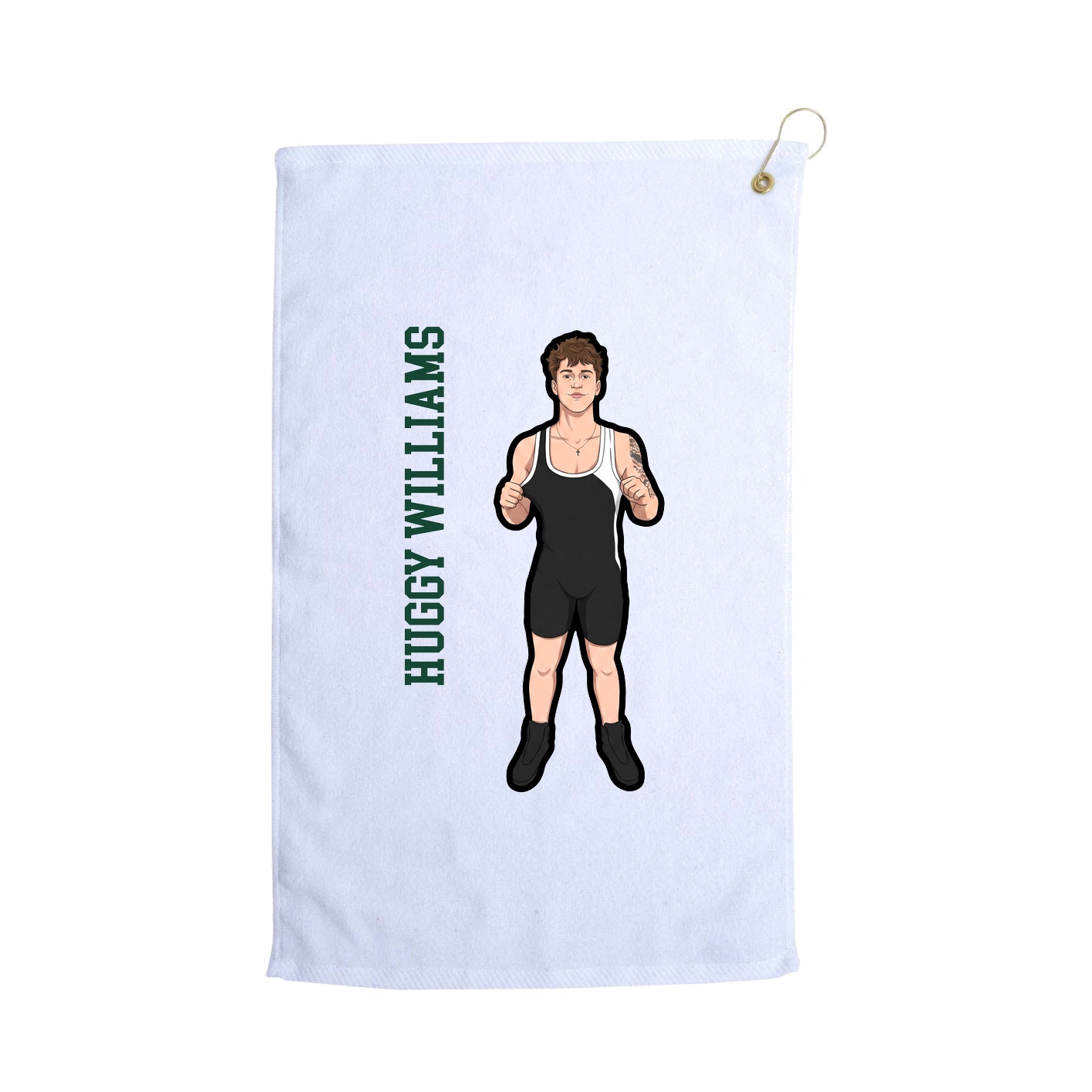 Golf Towel — Name Vertical in White