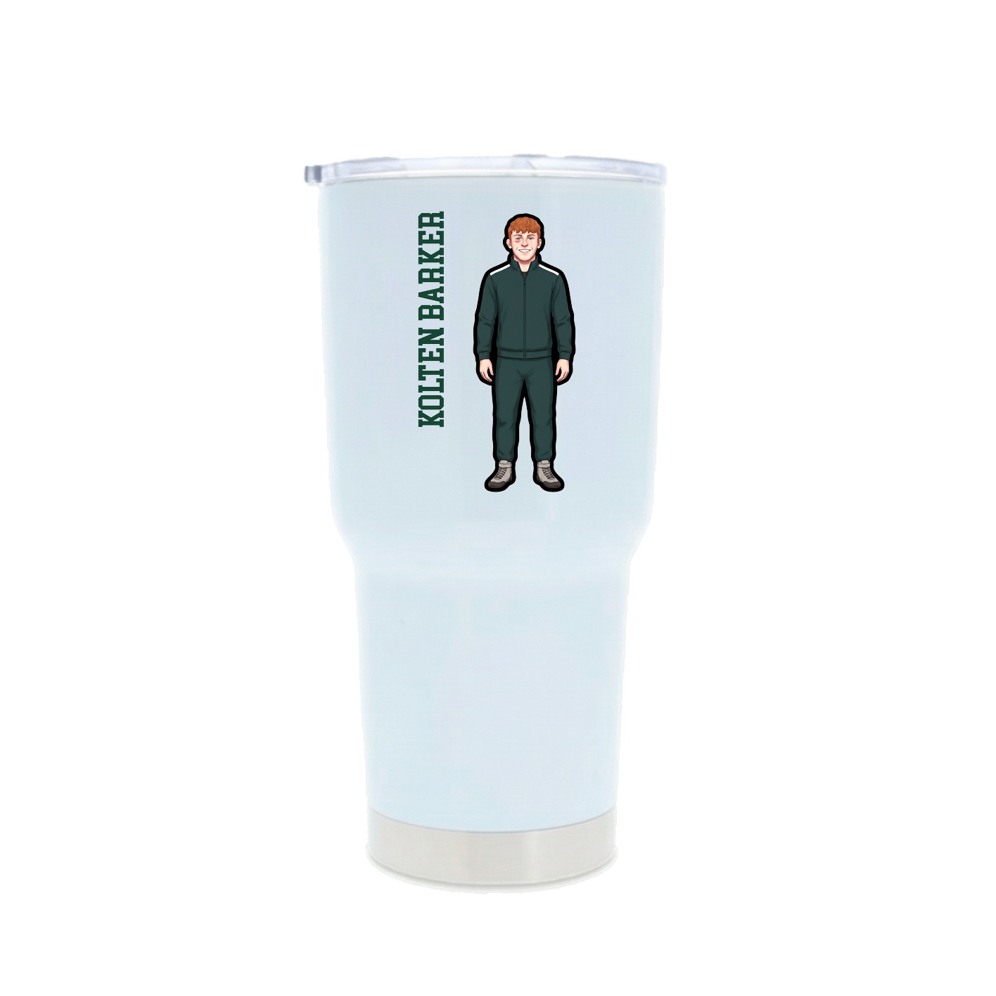 30oz Stainless Steel Tumbler — Name Vertical in White