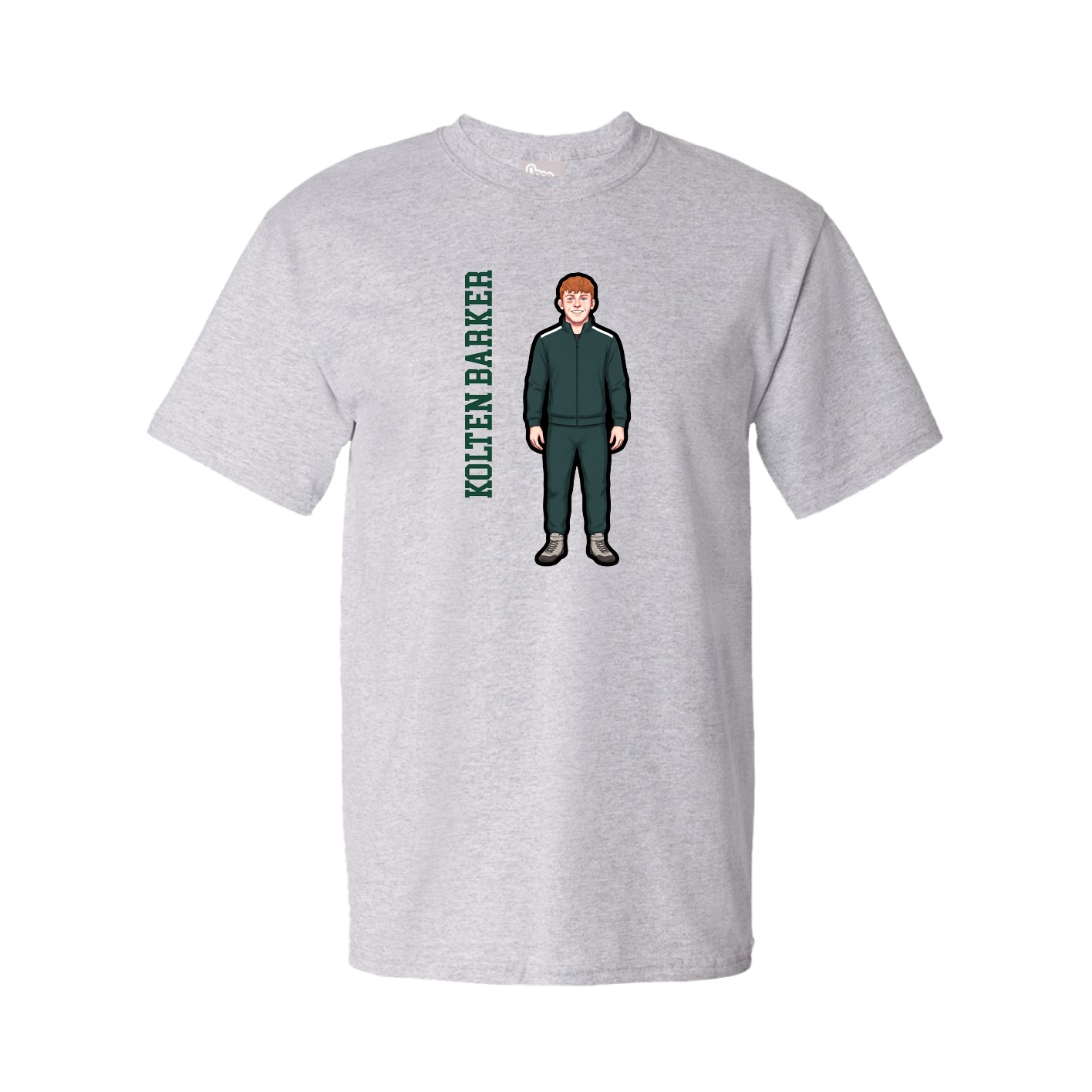 Youth Tee — Name Vertical in Grey