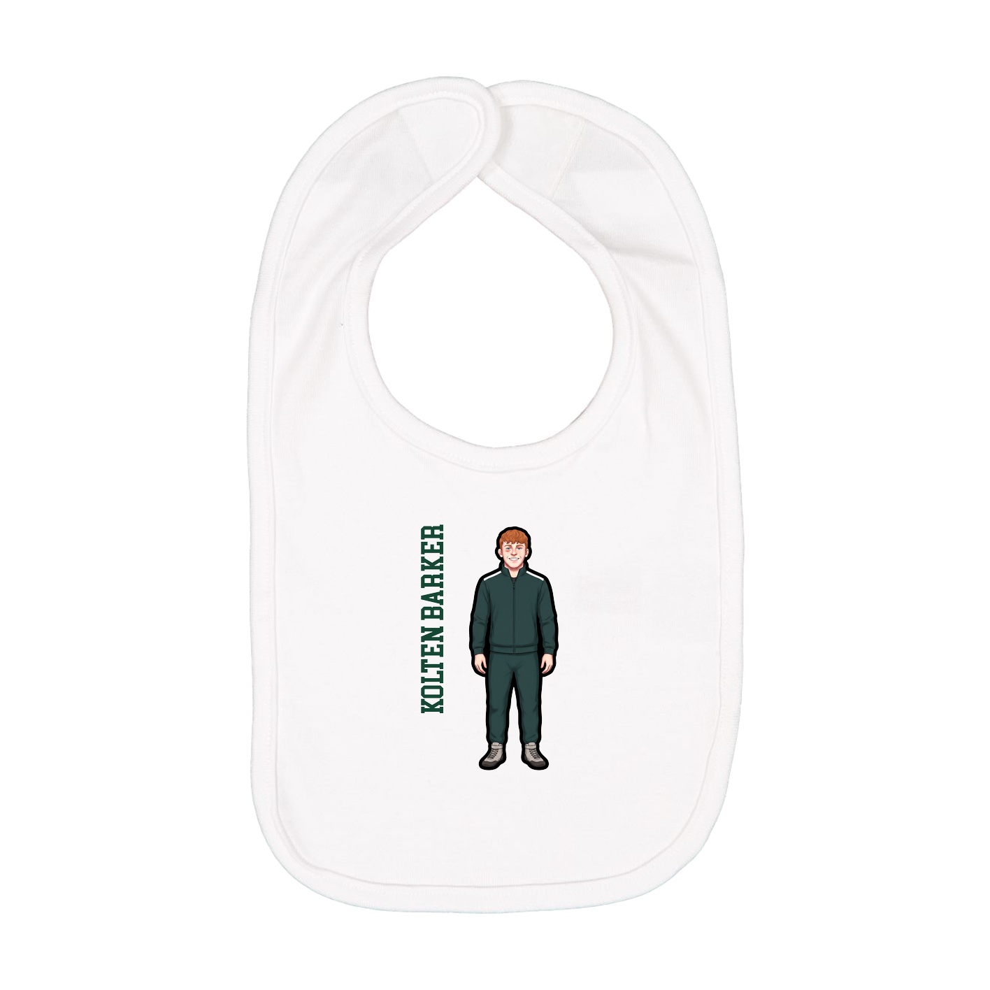 Infant Bib — Name Vertical in White