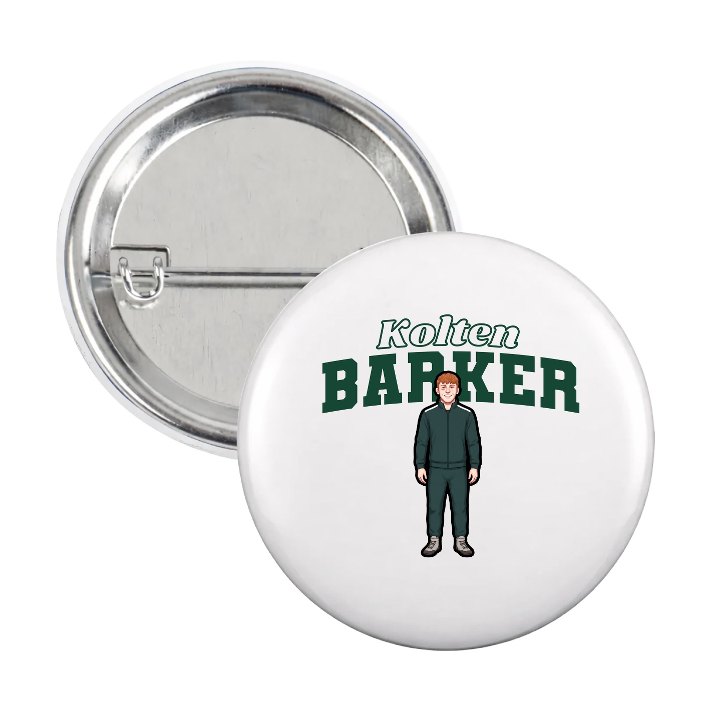 Game Day Button — Name Arch in White