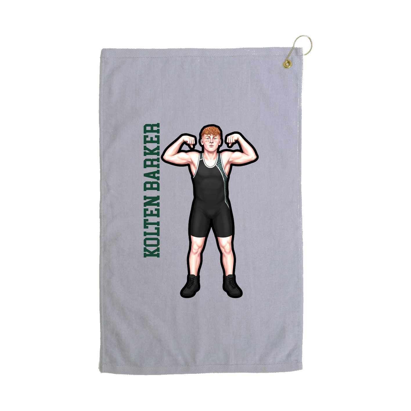 Golf Towel — Name Vertical in Grey