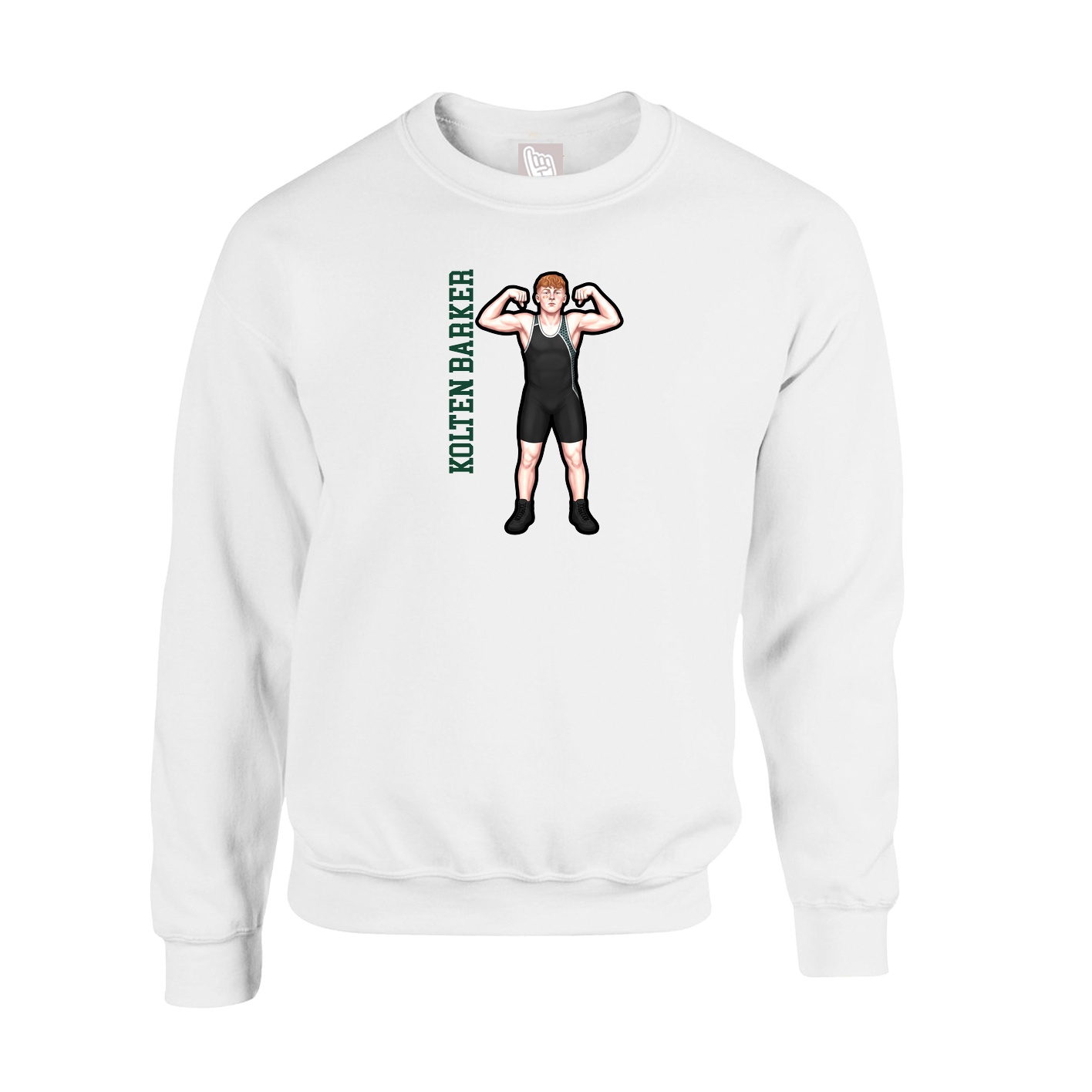 Fleece Crew — Name Vertical in White