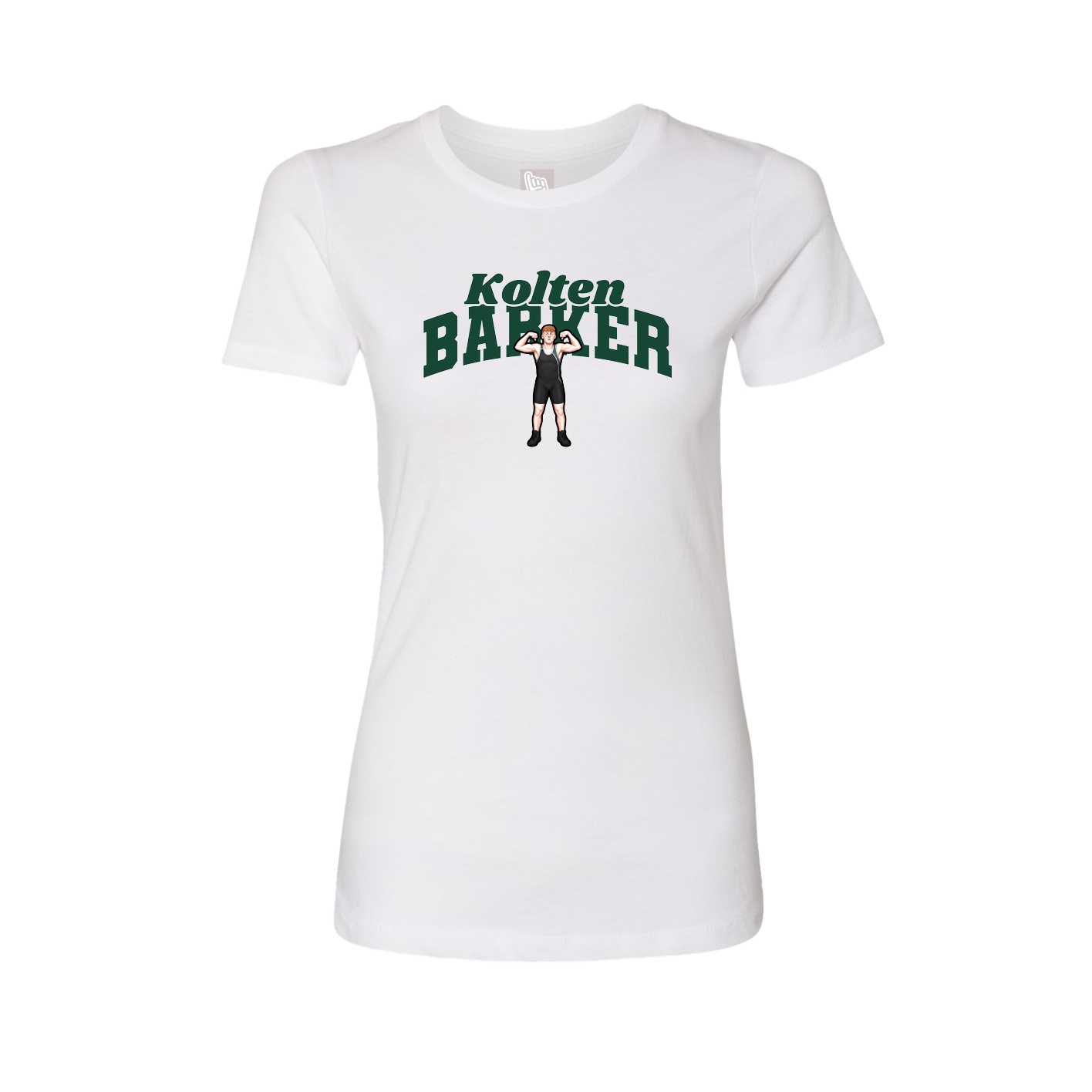 Fitted Women's Tee — Signature Arch in White
