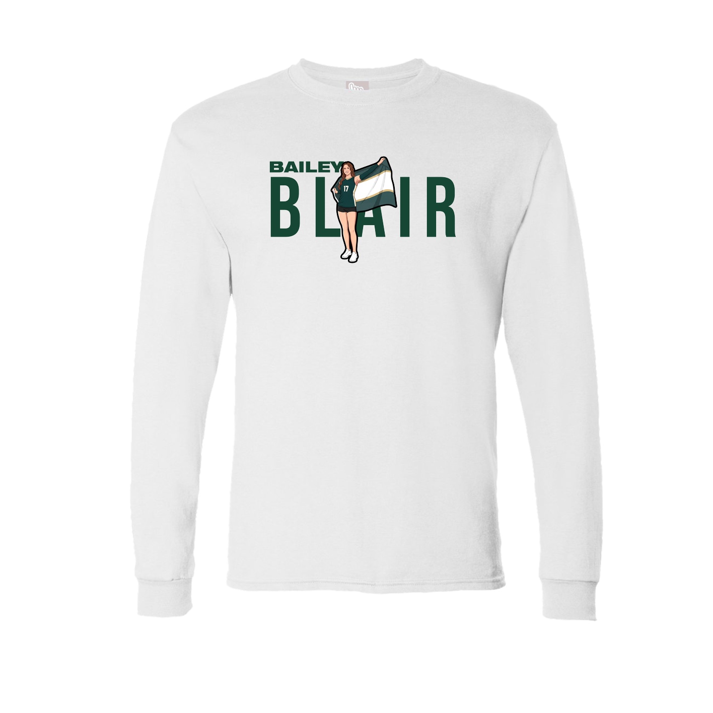 Long Sleeve Tee — Player Name in White