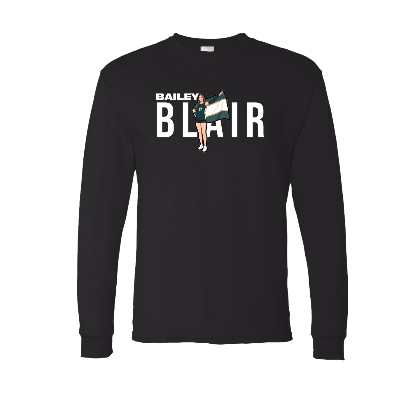 Long Sleeve Tee — Player Name in Black