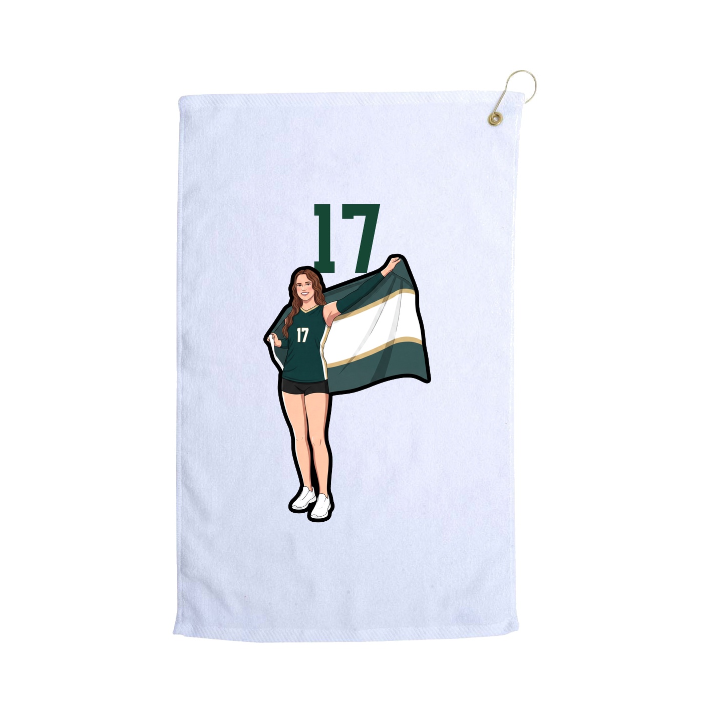 Golf Towel — Number Top in White