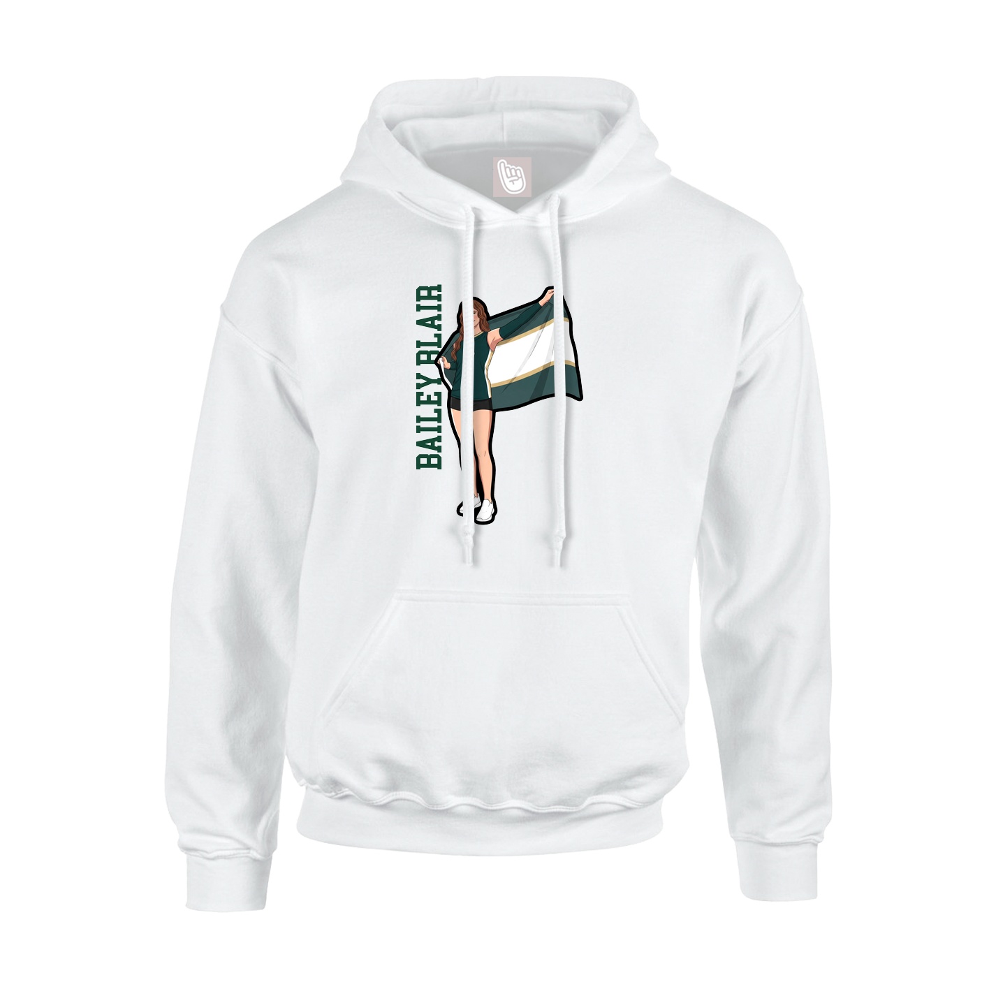 Youth Hoodie — Name Vertical in White
