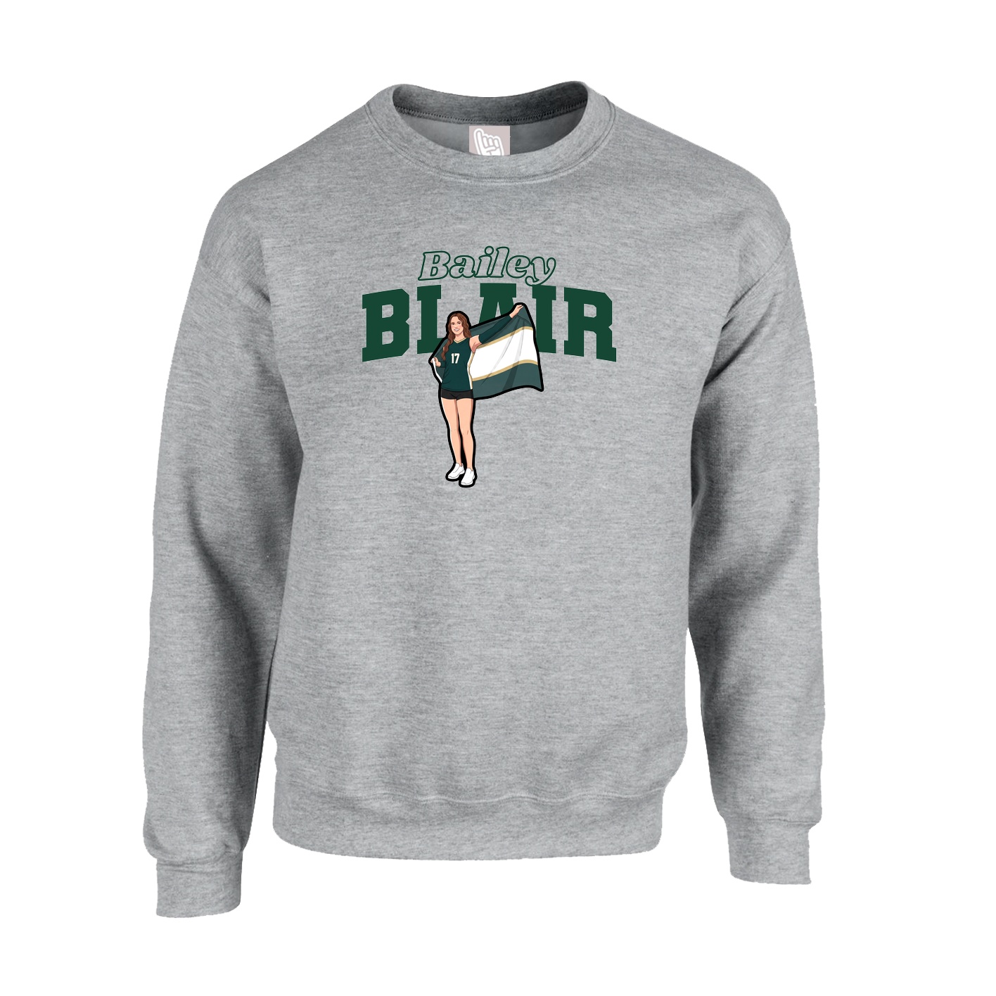 Fleece Crew — Name Arch in Grey