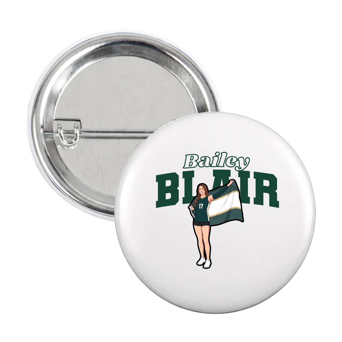 Game Day Button — Name Arch in White