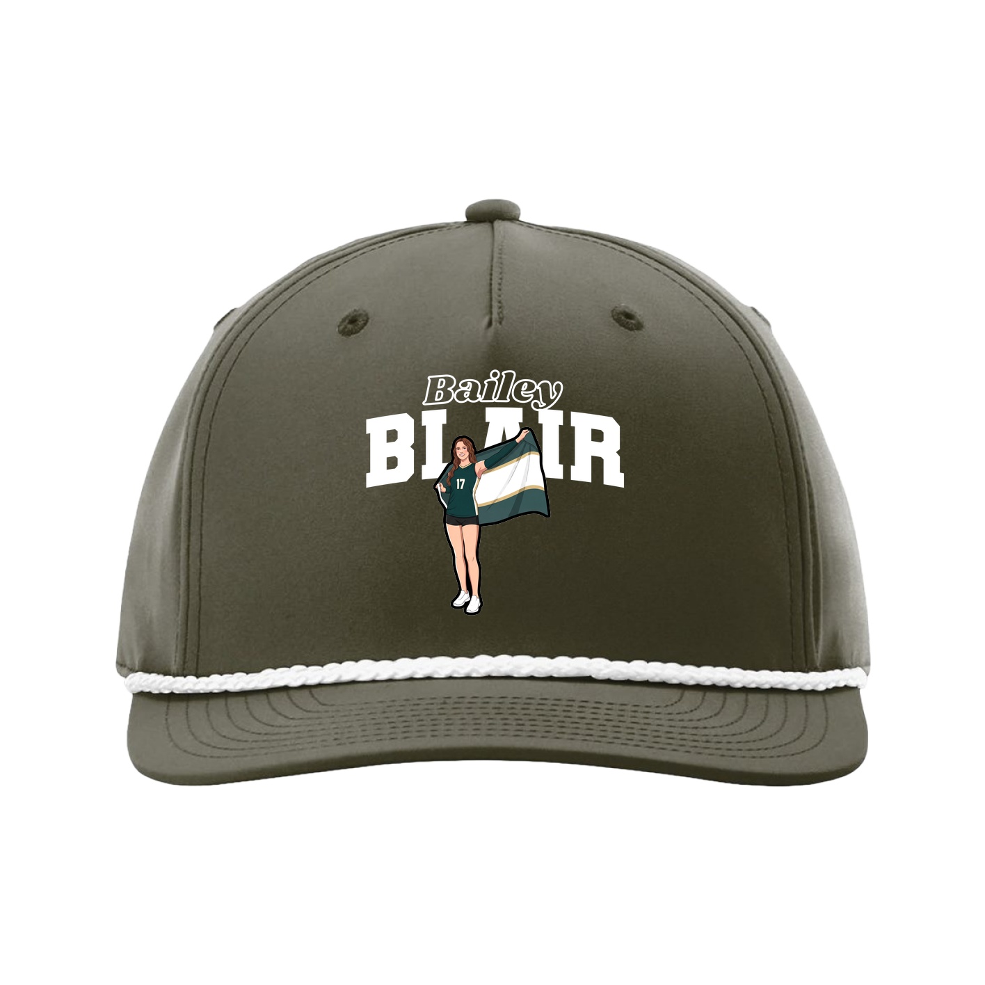 Five-Panel Classic Rope Cap — Name Arch in Green