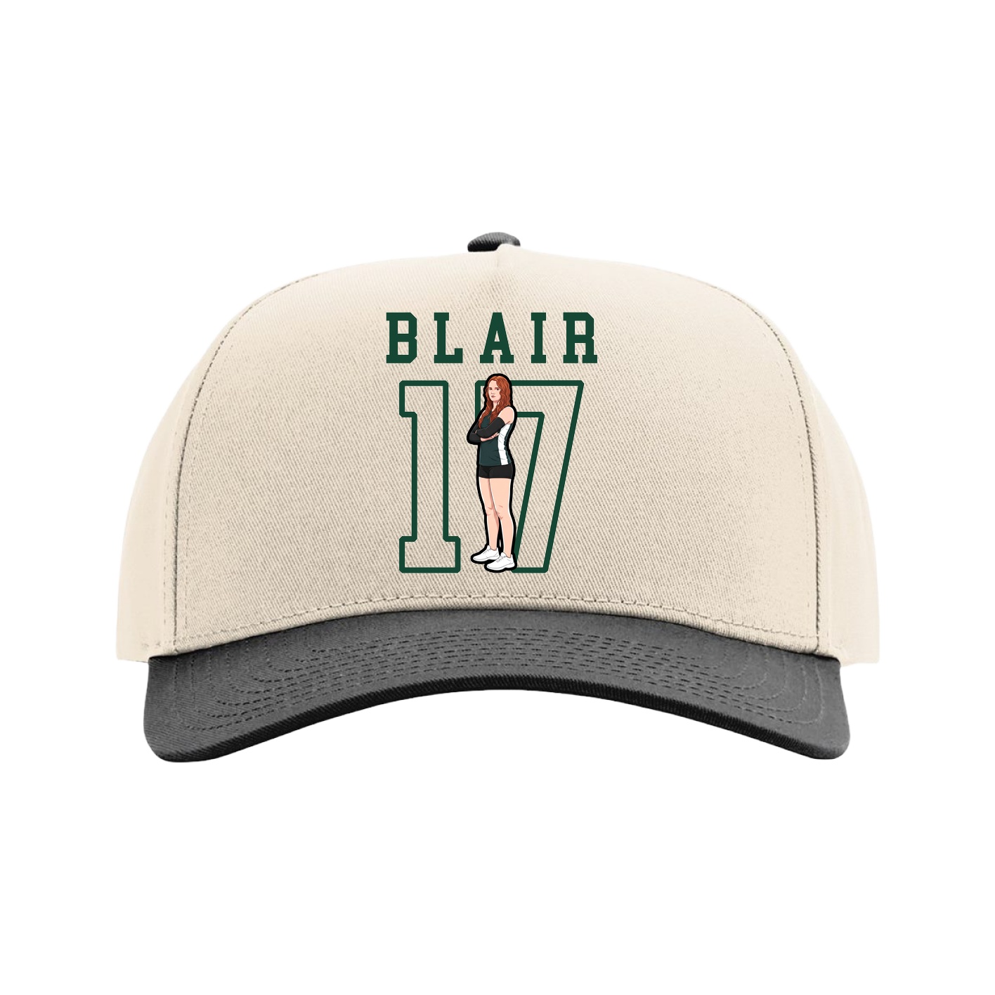 Full Fabric Five-Panel Champ Cap — Shirsey in Cream/Black