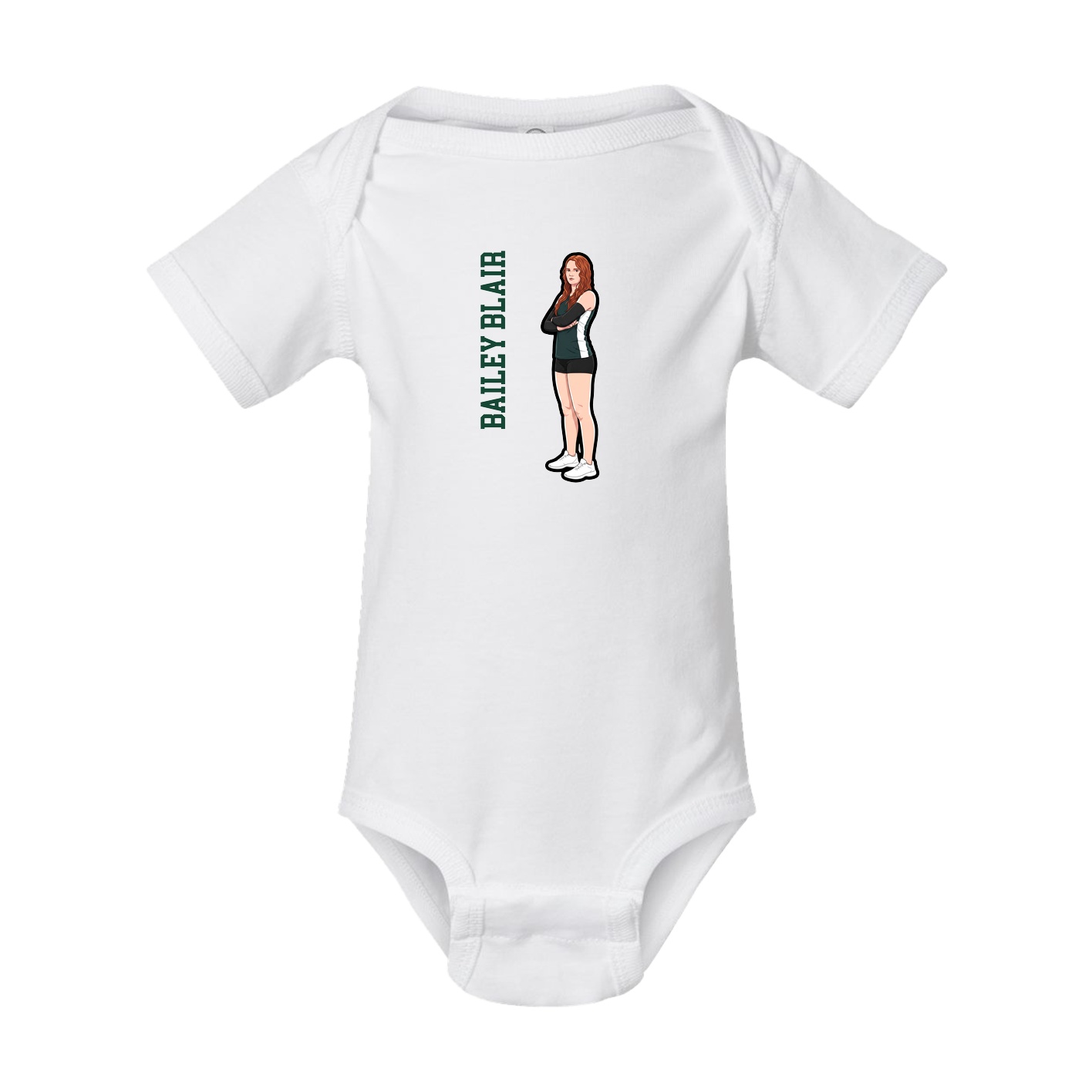 Baby Onesie — Name Vertical in White