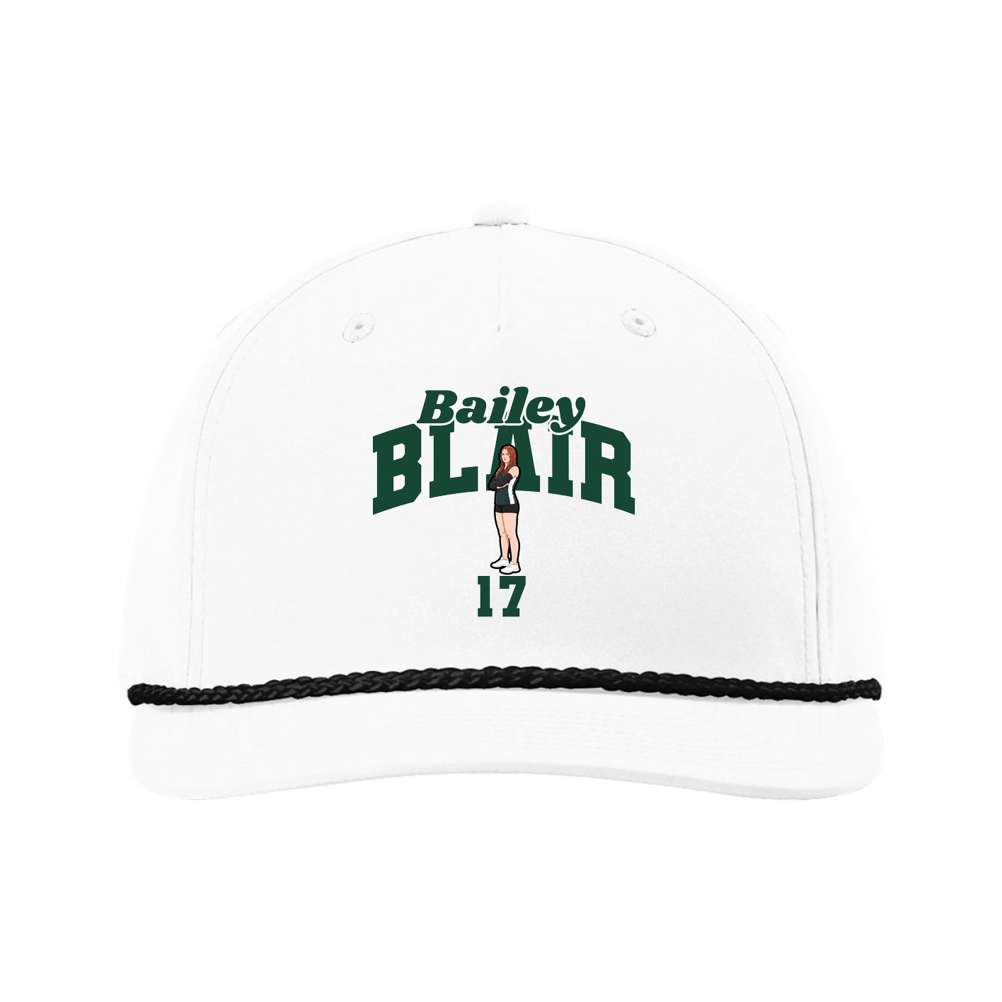 Five-Panel Classic Rope Cap — Signature Arch in White