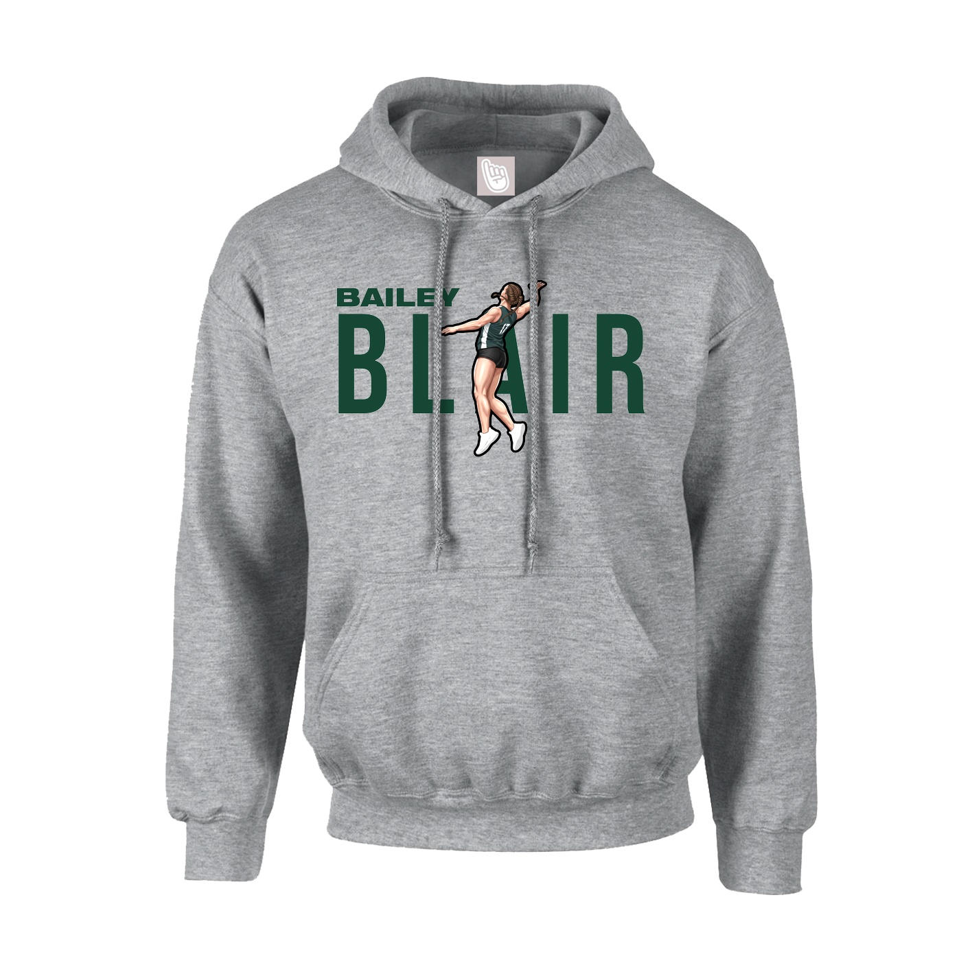 Hoodie — Player Name in Grey