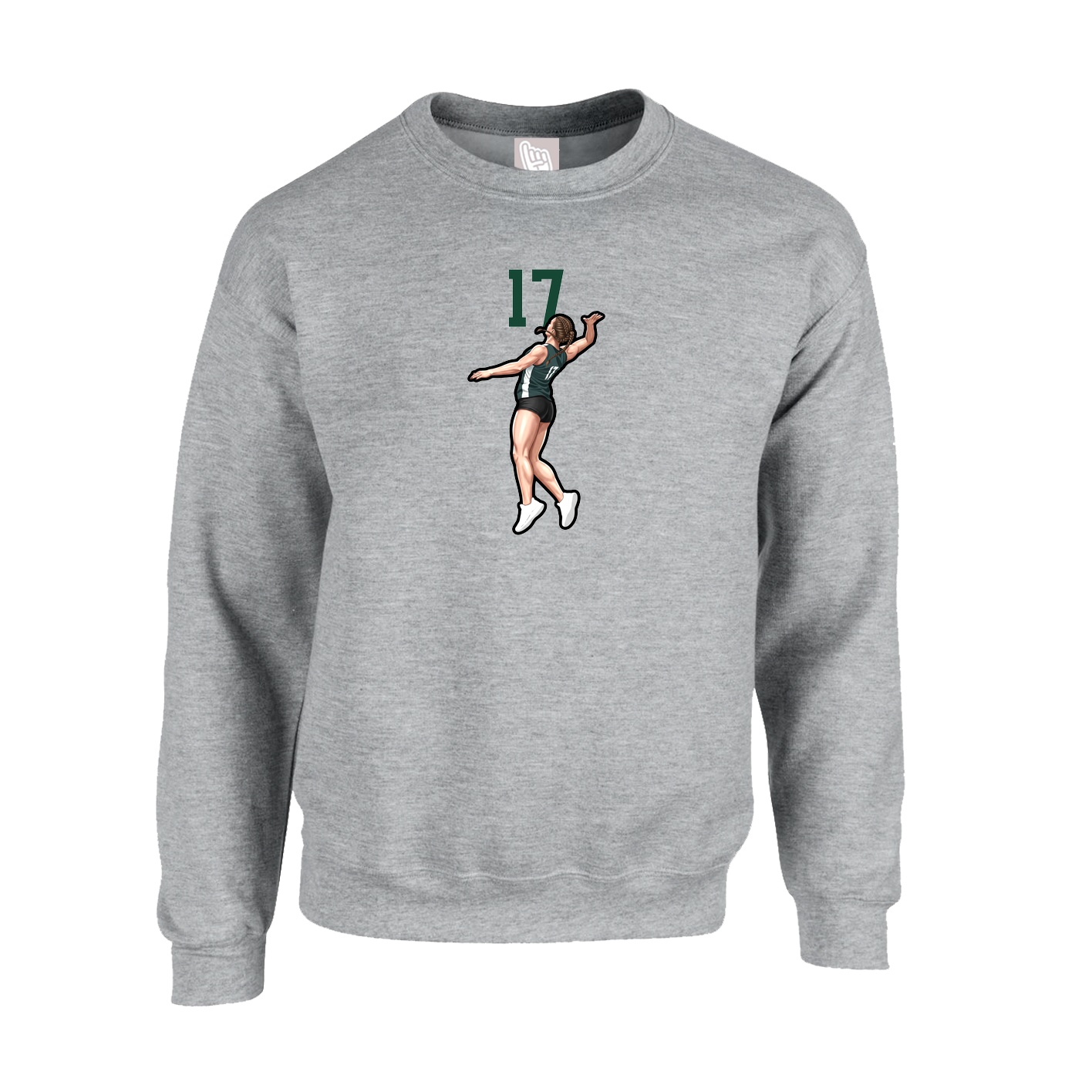 Fleece Crew — Number Top in Grey