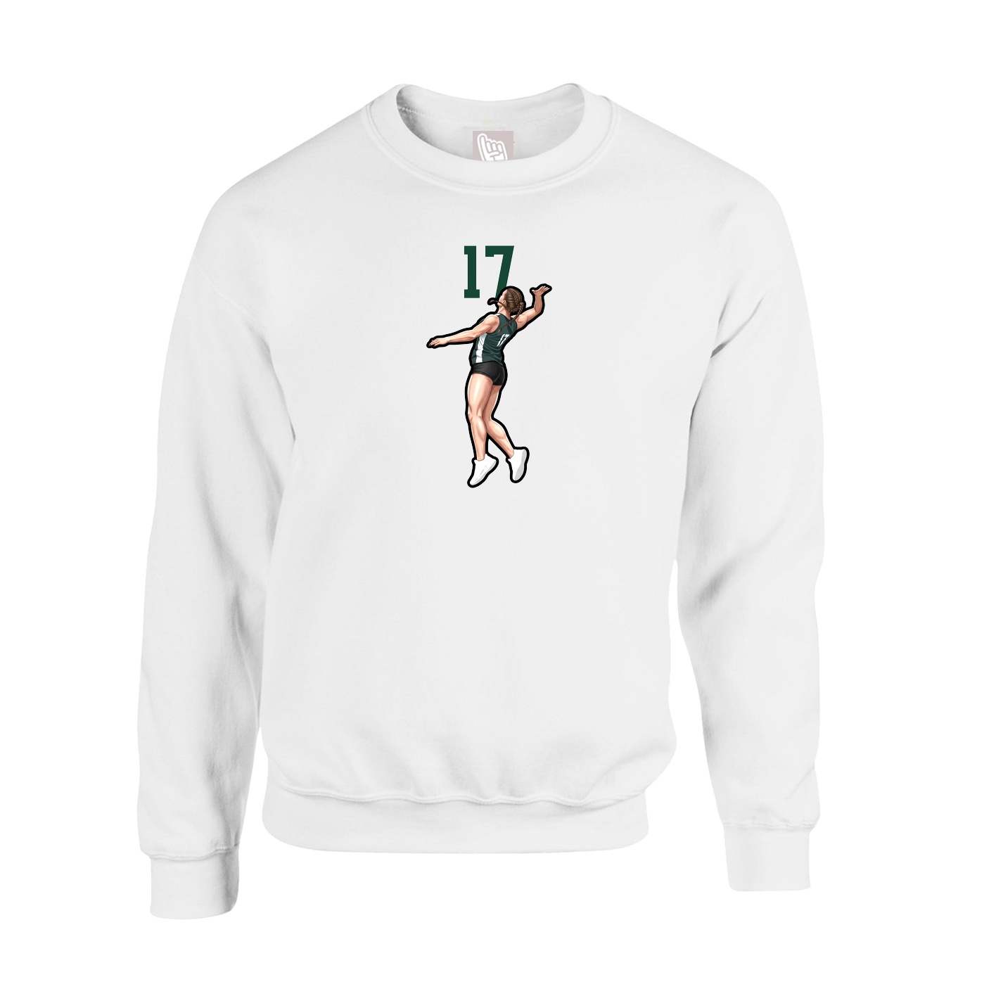 Fleece Crew — Number Top in White