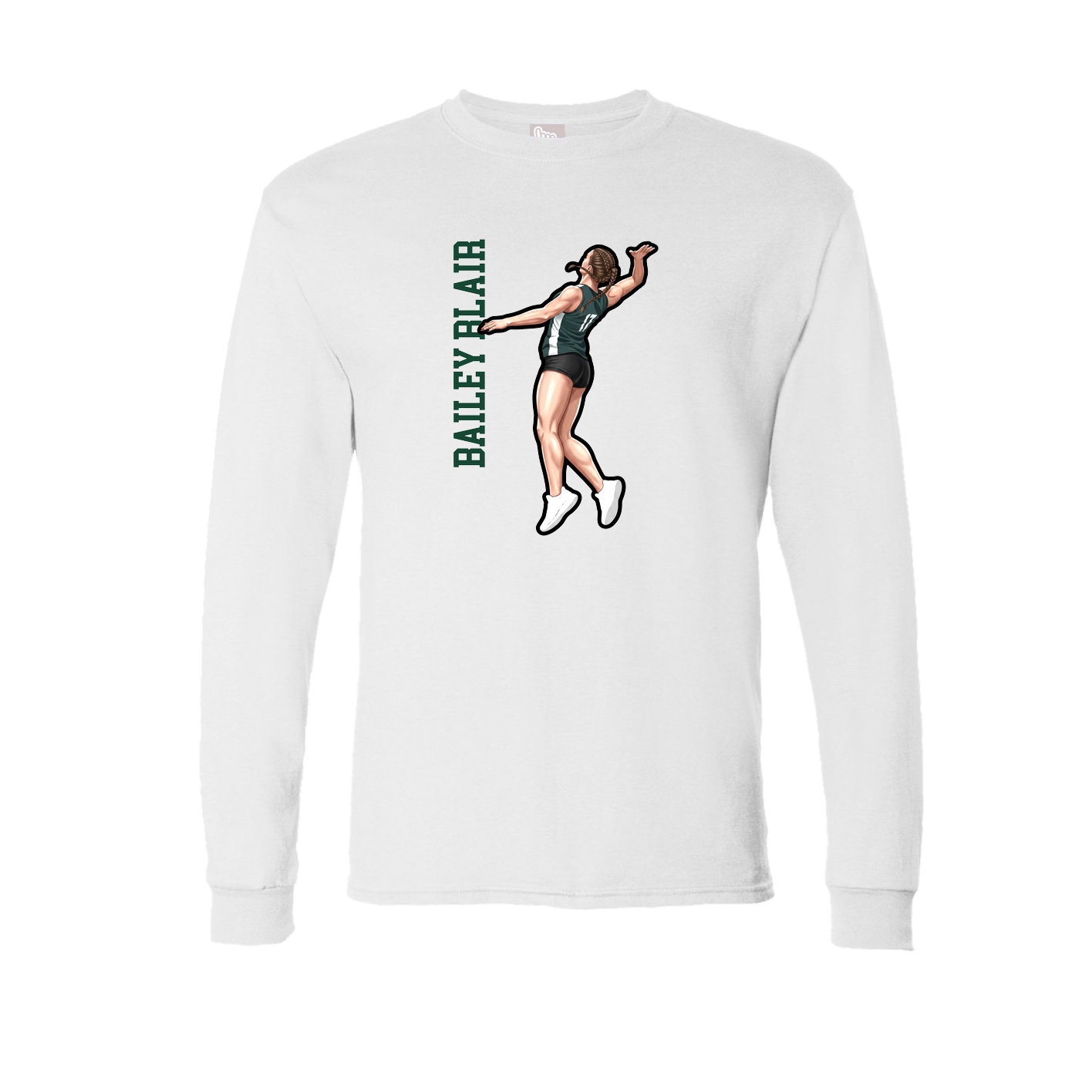 Long Sleeve Tee — Name Vertical in White
