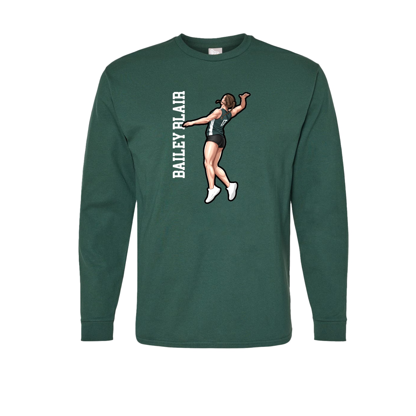 Long Sleeve Tee — Name Vertical in Green