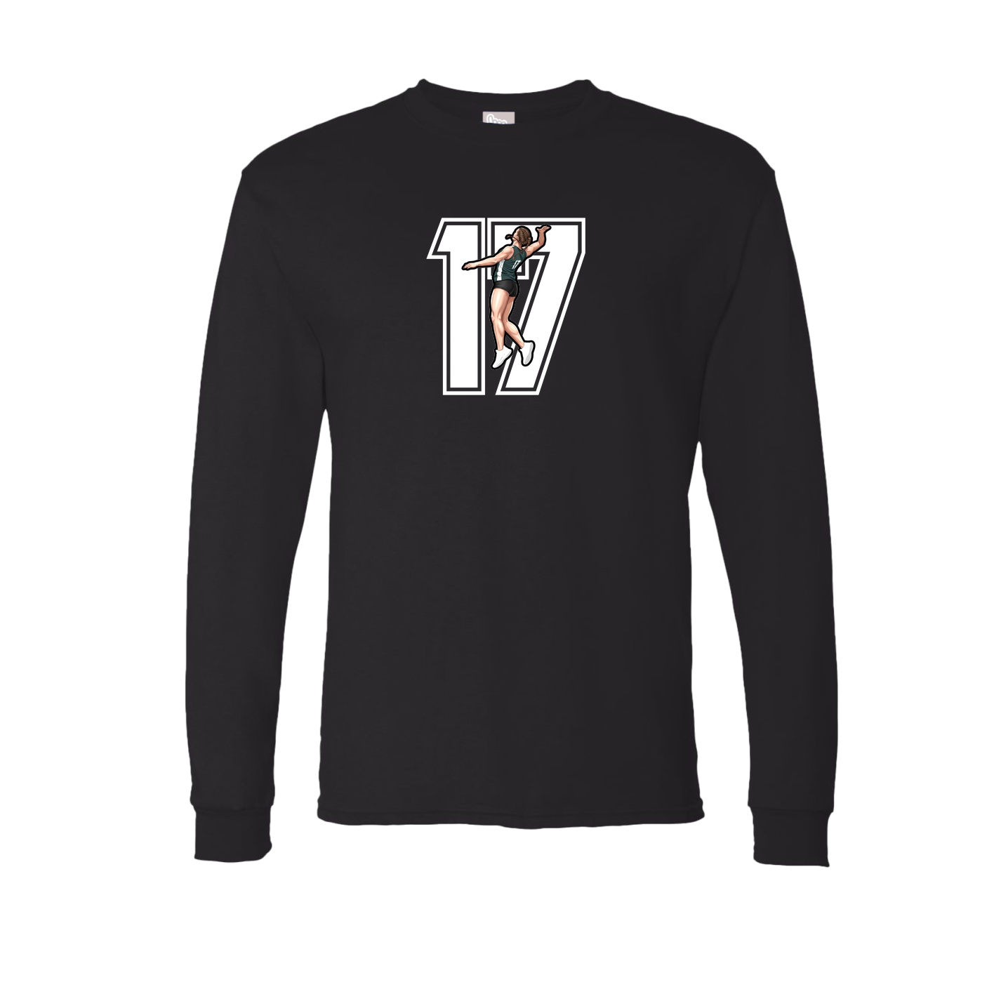 Long Sleeve Tee — Number in Black