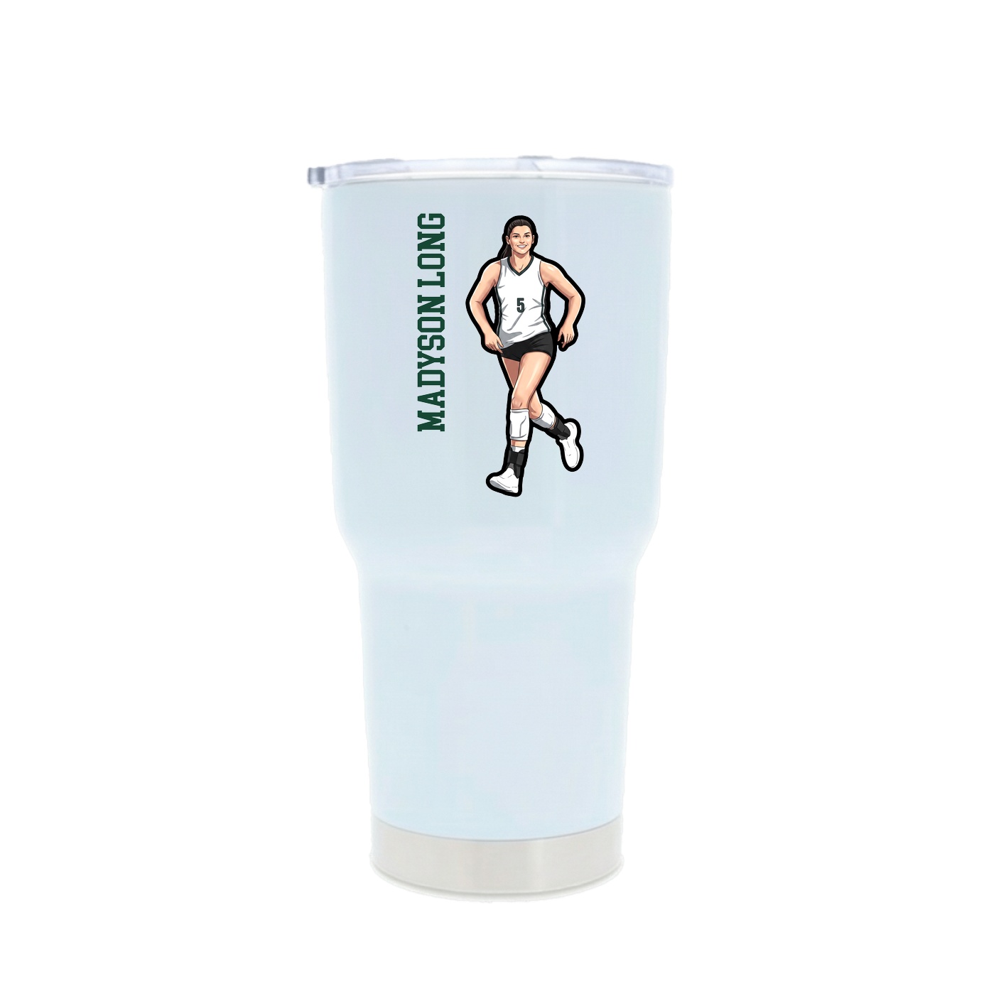 30oz Stainless Steel Tumbler — Name Vertical in White