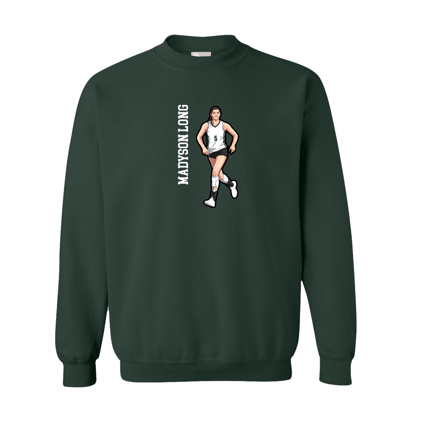 Fleece Crew — Name Vertical in Green