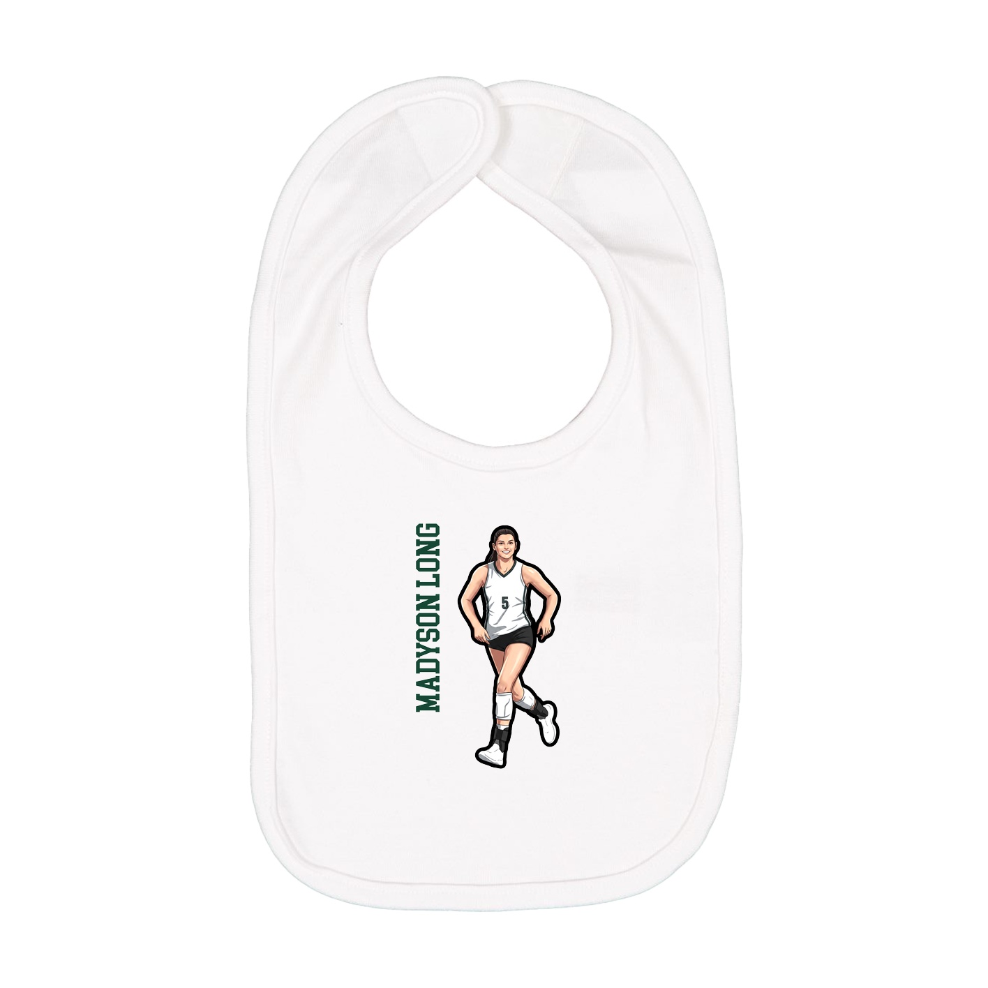 Infant Bib — Name Vertical in White