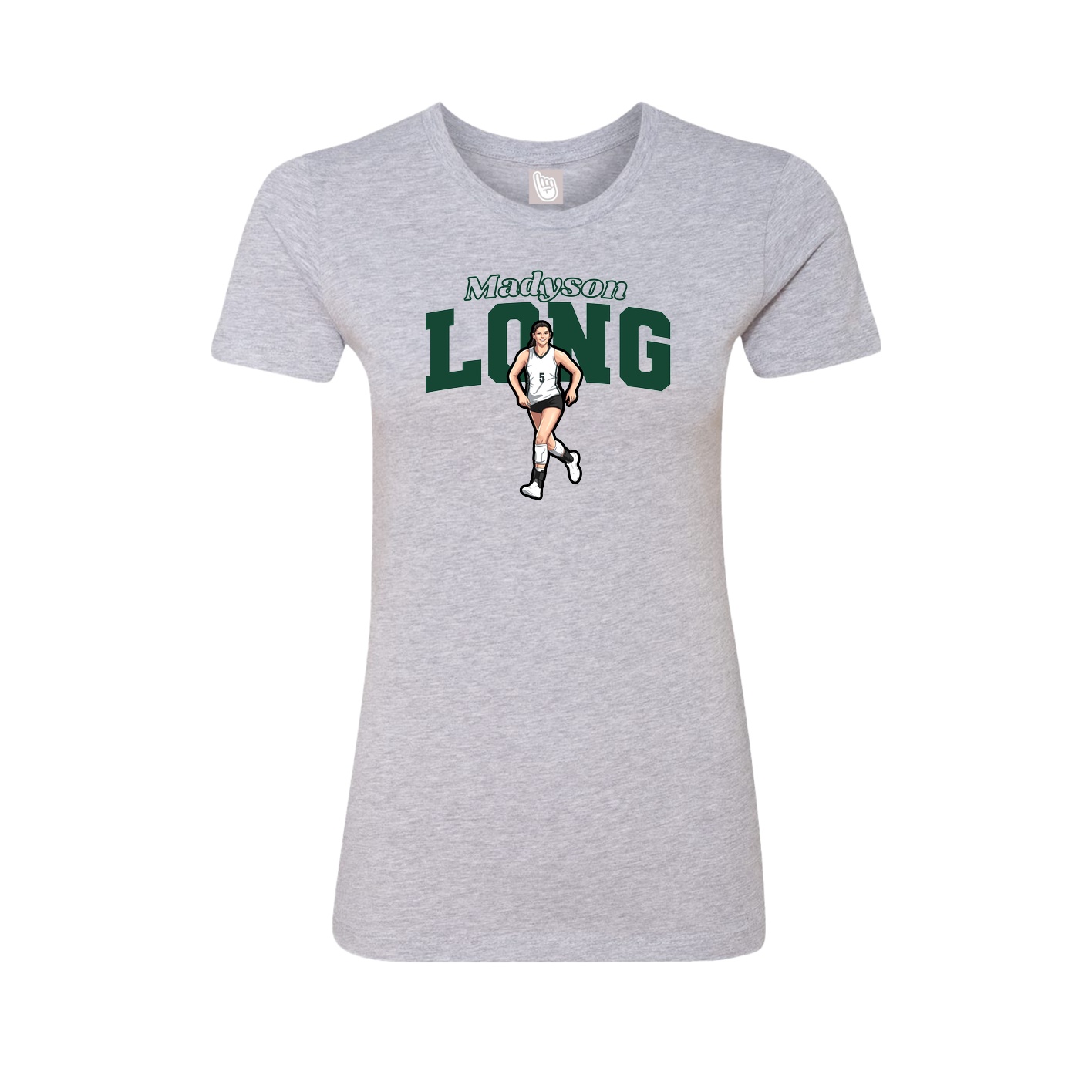Fitted Women's Tee — Name Arch in Grey
