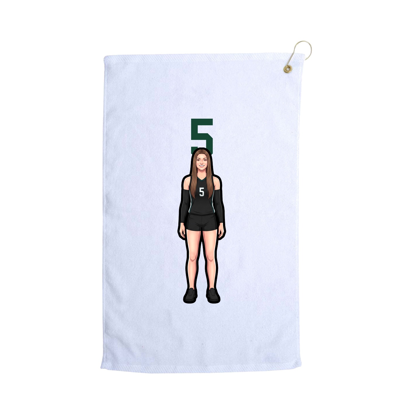 Golf Towel — Number Top in White