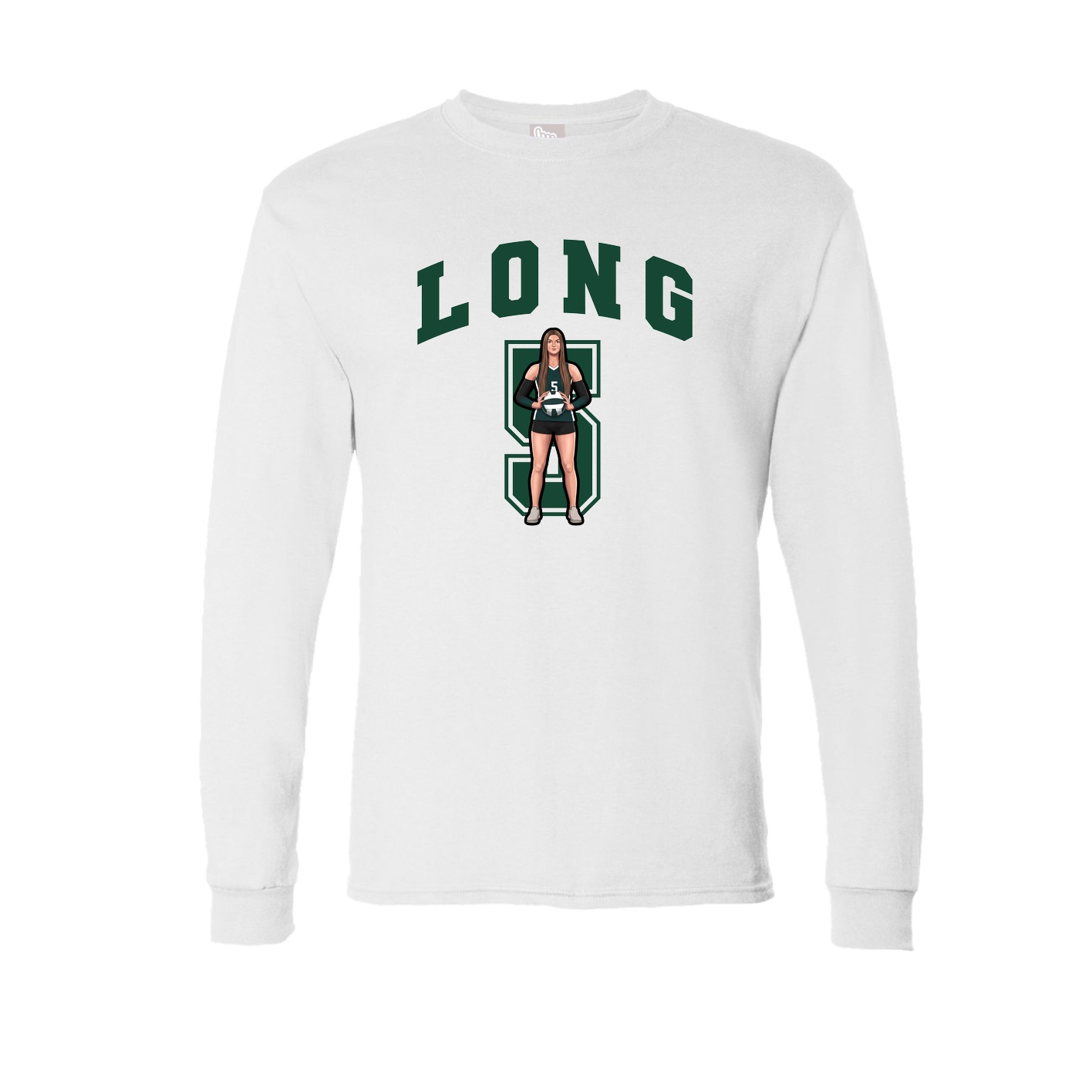 Long Sleeve Tee — Number in White