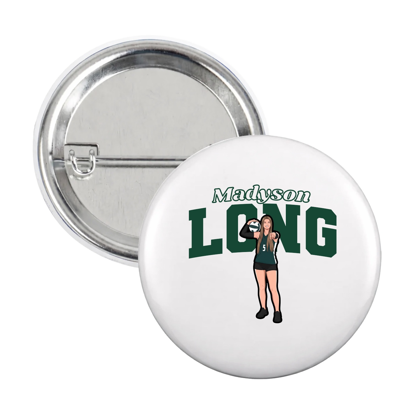 Game Day Button — Name Arch in White