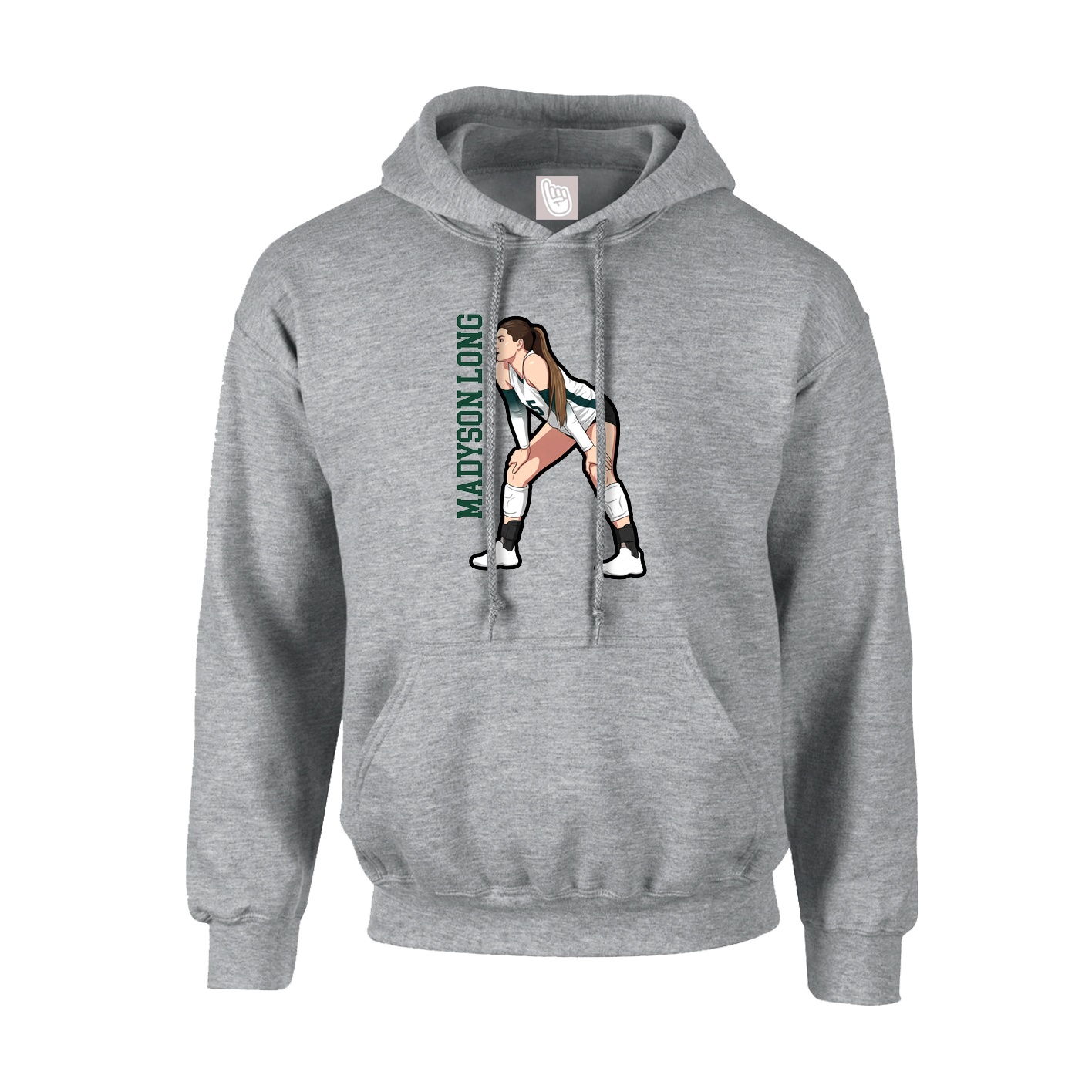 Hoodie — Name Vertical in Grey