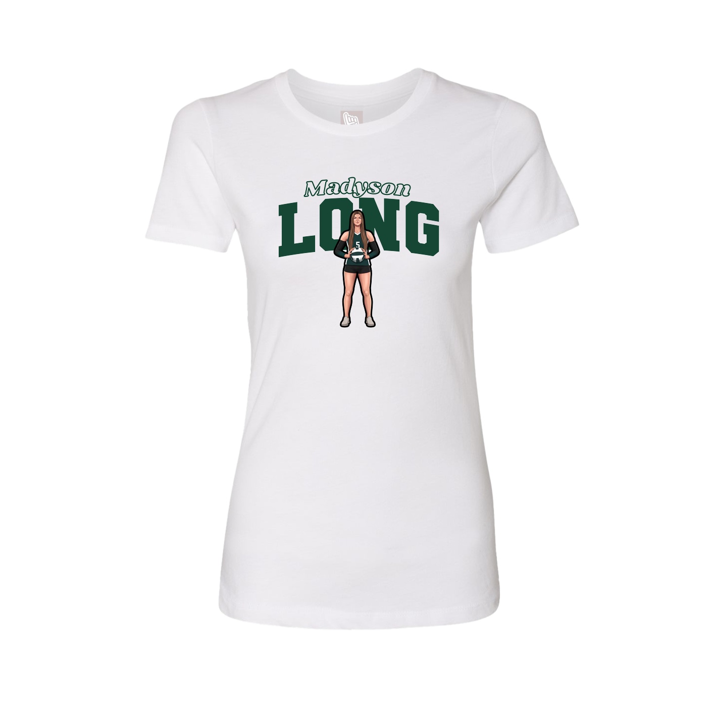 Fitted Women's Tee — Name Arch in White