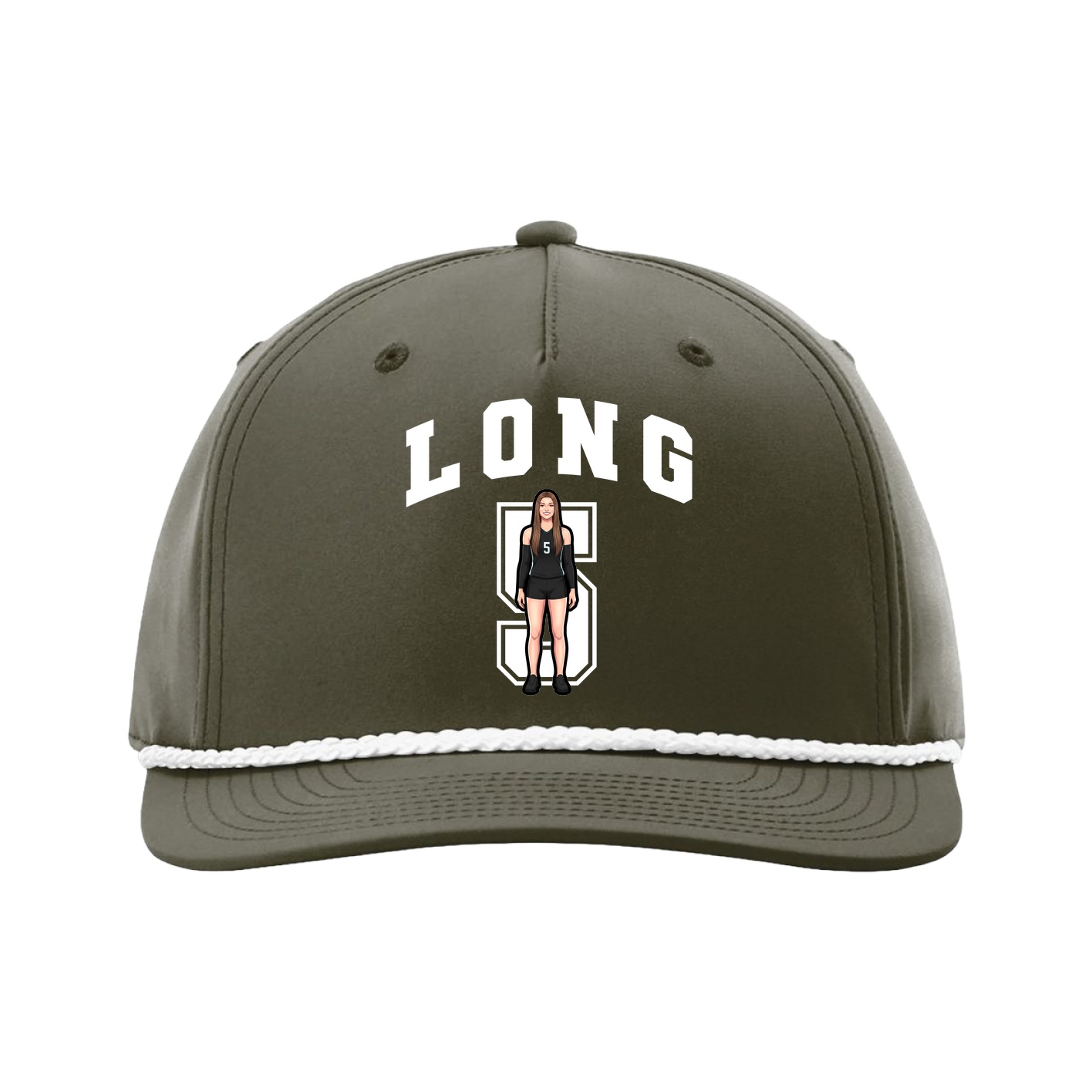 Five-Panel Classic Rope Cap — Number in Green