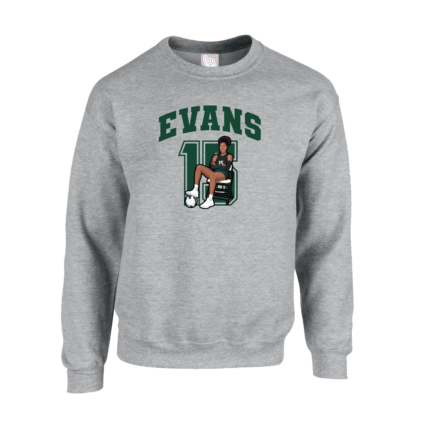 Fleece Crew — Number in Grey
