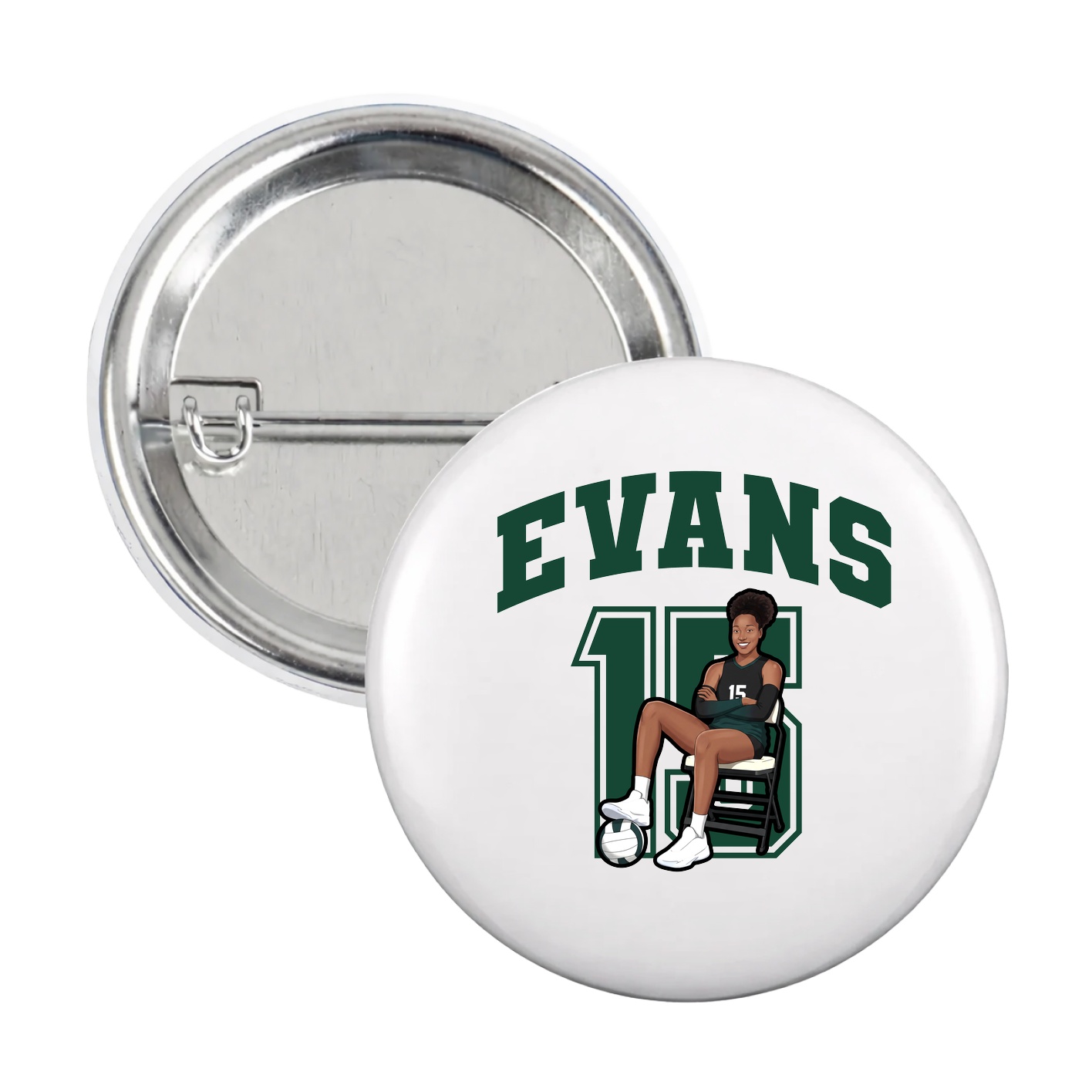 Game Day Button — Number in White