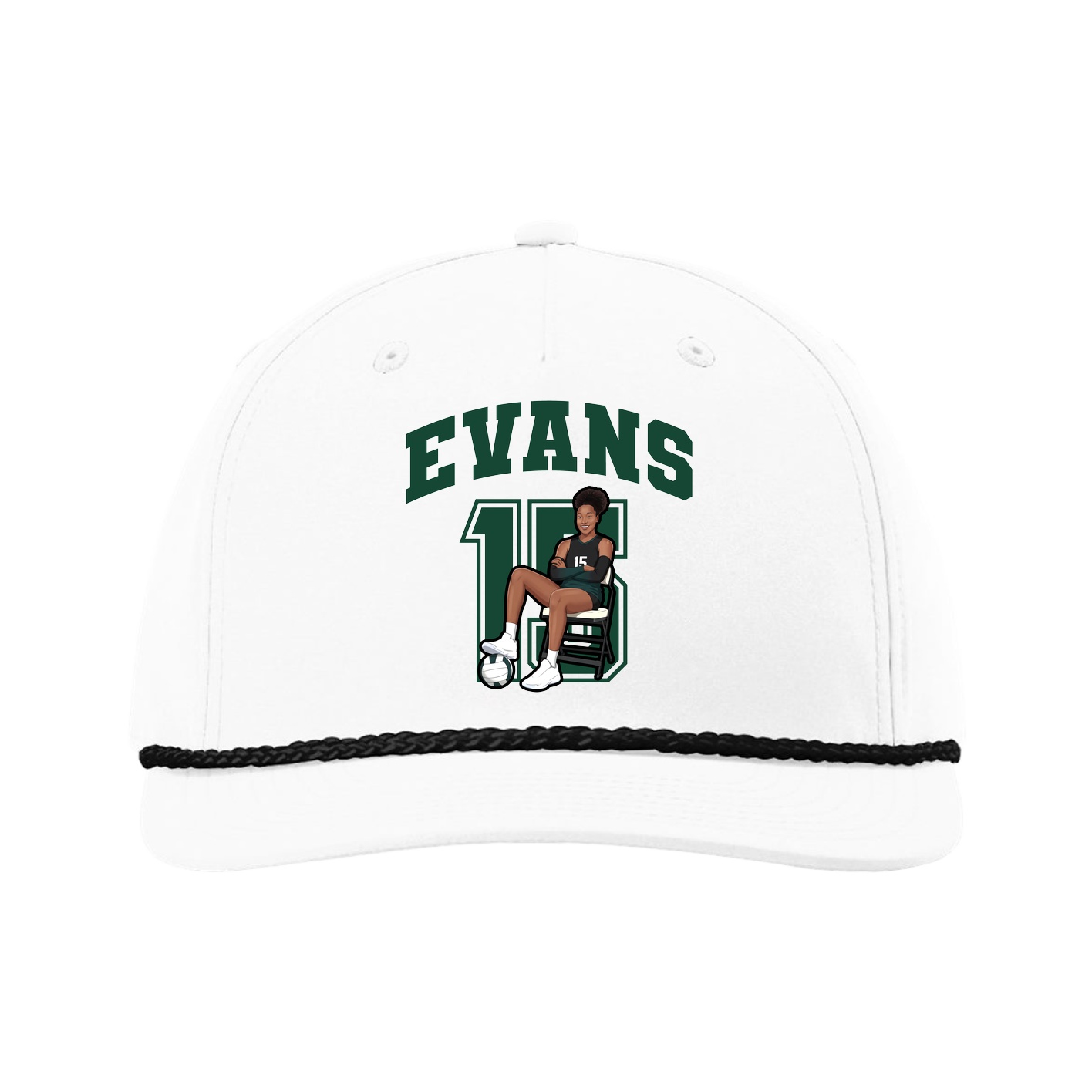 Five-Panel Classic Rope Cap — Number in White