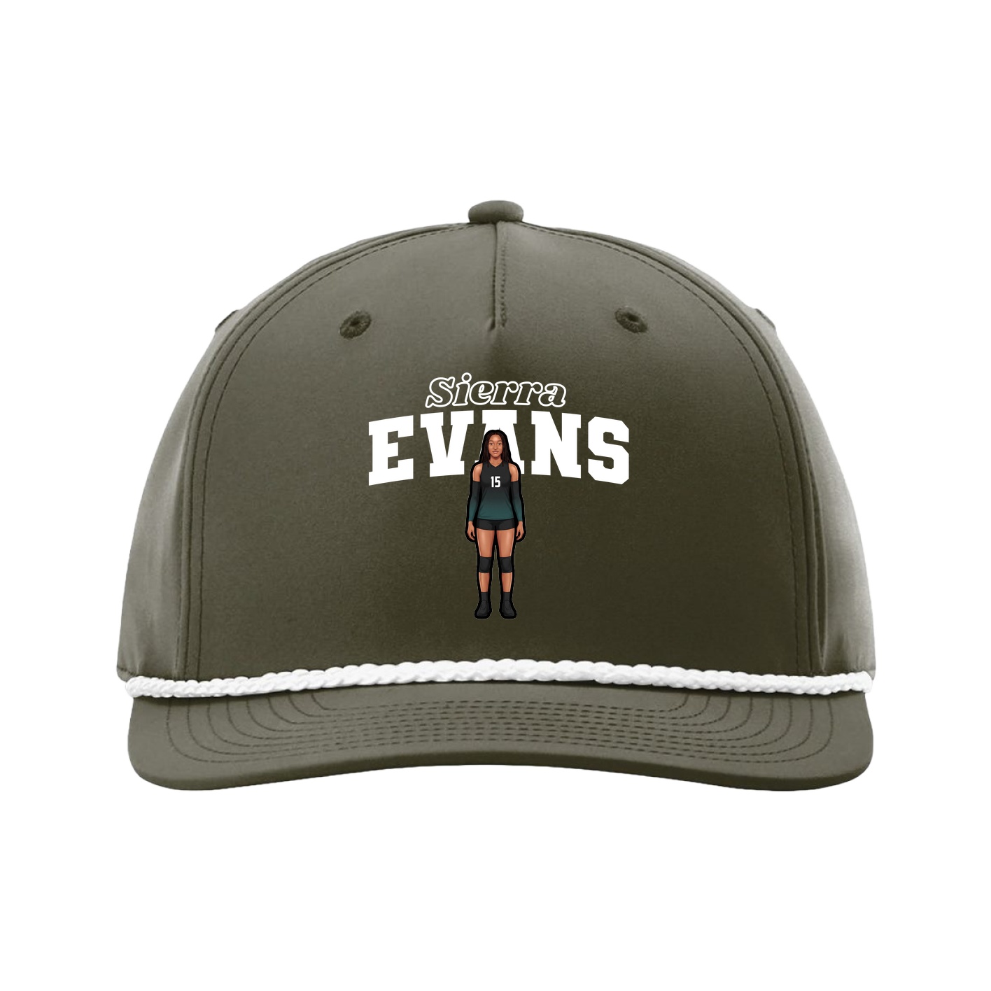 Five-Panel Classic Rope Cap — Name Arch in Green