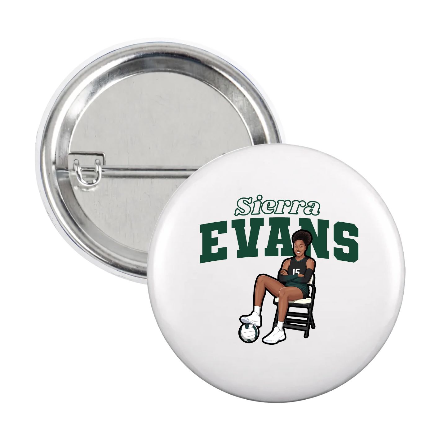 Game Day Button — Name Arch in White