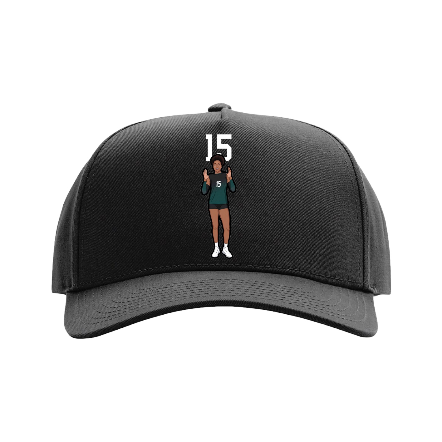 Full Fabric Five-Panel Champ Cap — Number Top in Black