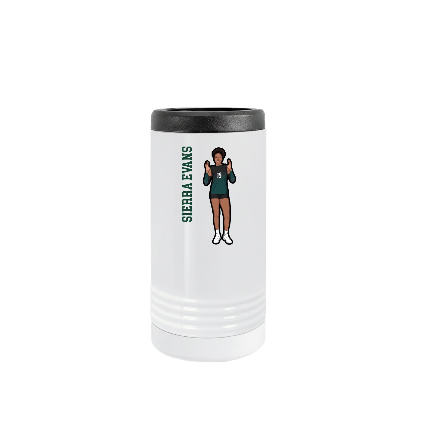 Slim Beverage Holder — Name Vertical in White