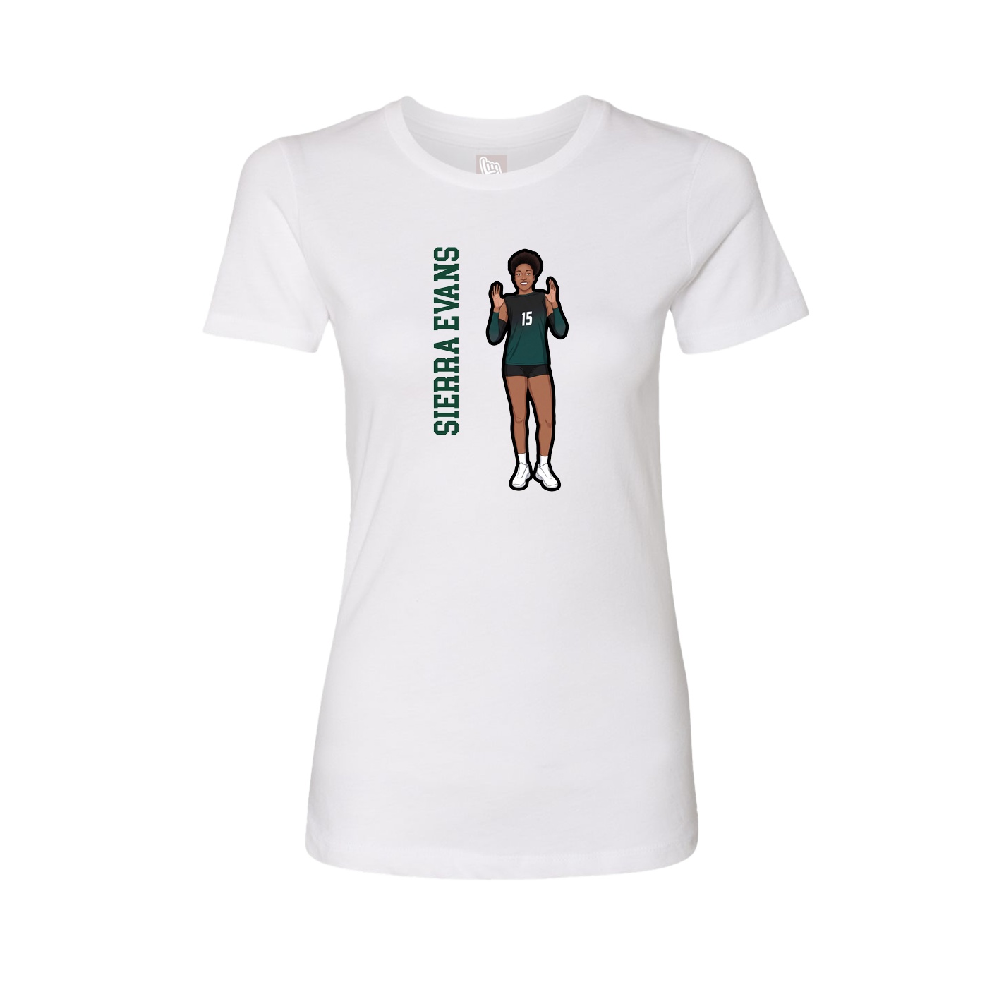 Fitted Women's Tee — Name Vertical in White