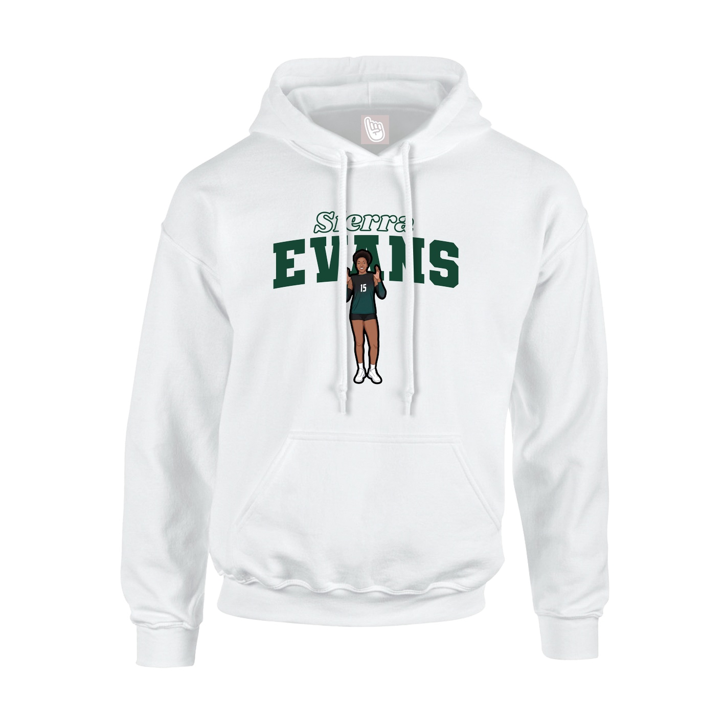 Youth Hoodie — Name Arch in White