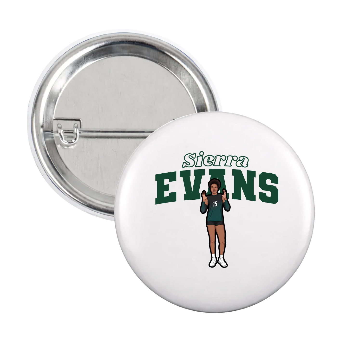 Game Day Button — Name Arch in White