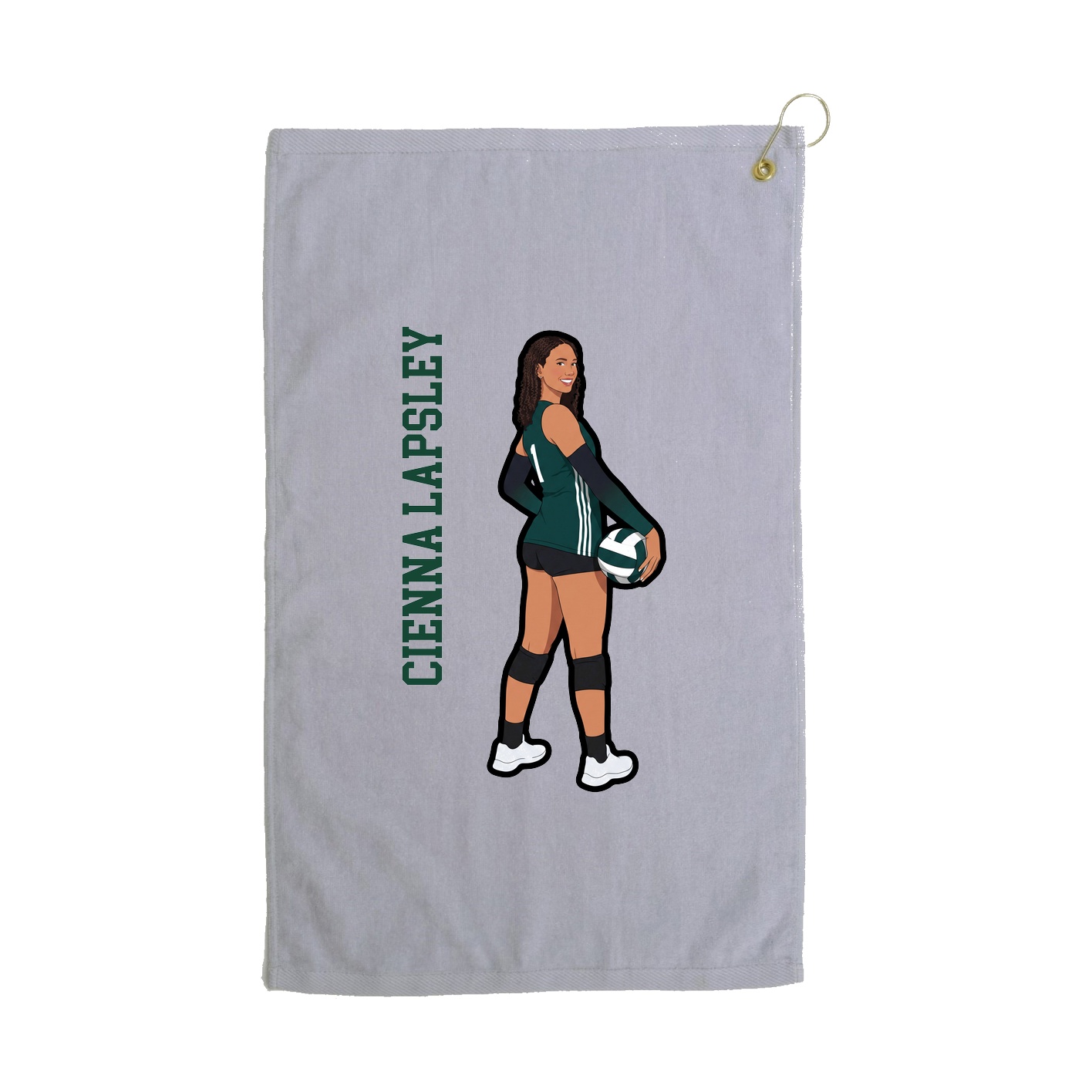 Golf Towel — Name Vertical in Grey