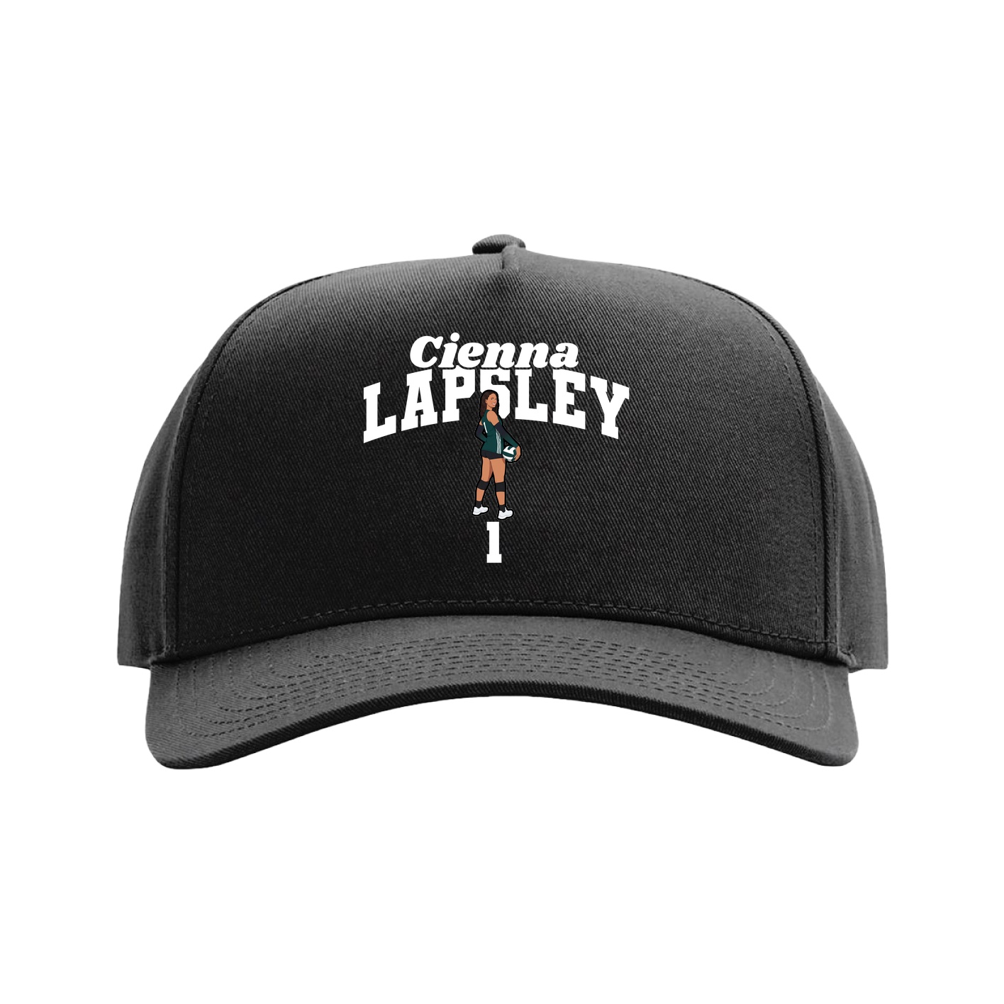Full Fabric Five-Panel Champ Cap — Signature Arch in Black