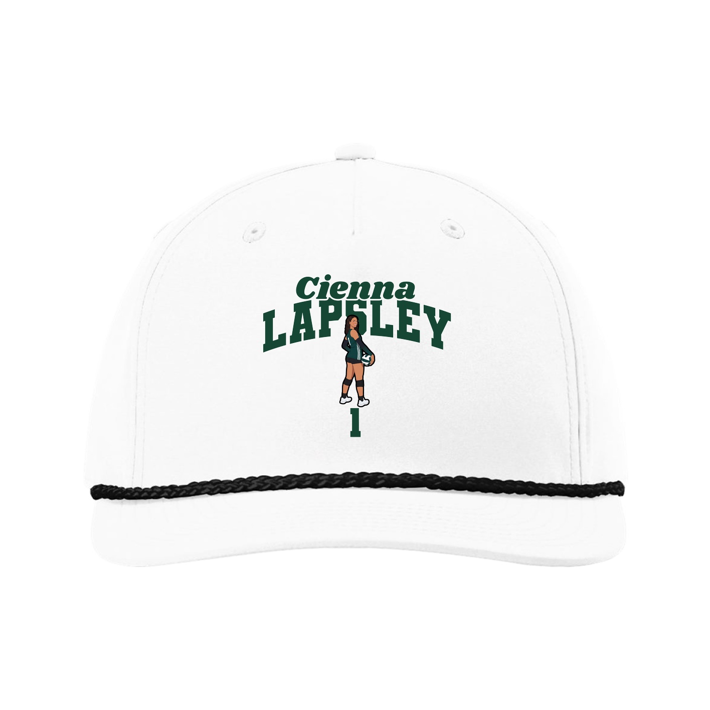 Five-Panel Classic Rope Cap — Signature Arch in White