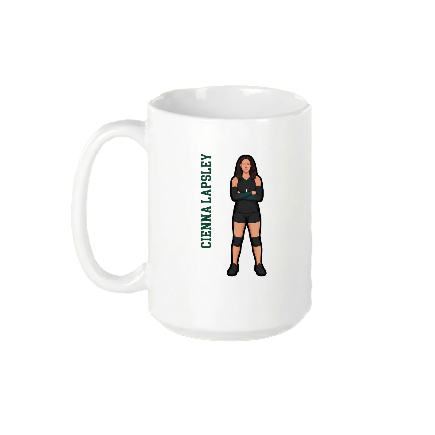 15oz Coffee Mug — Name Vertical in White