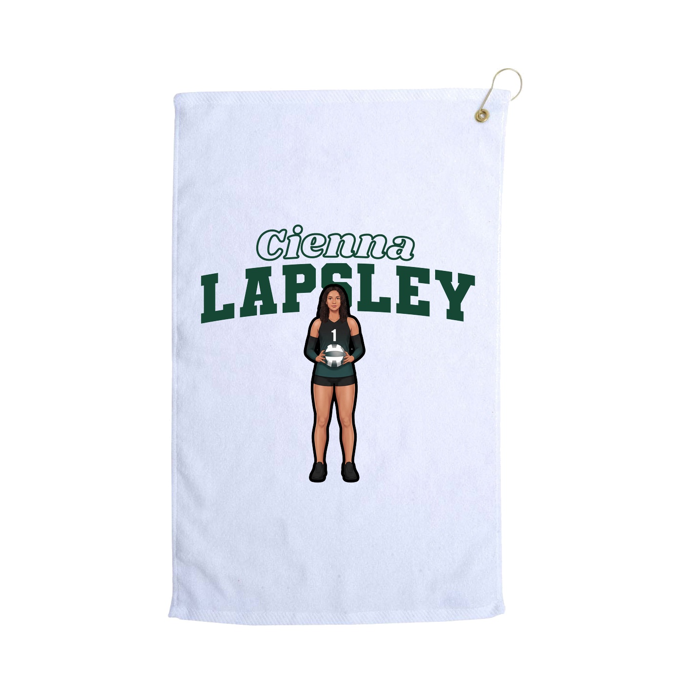 Golf Towel — Name Arch in White