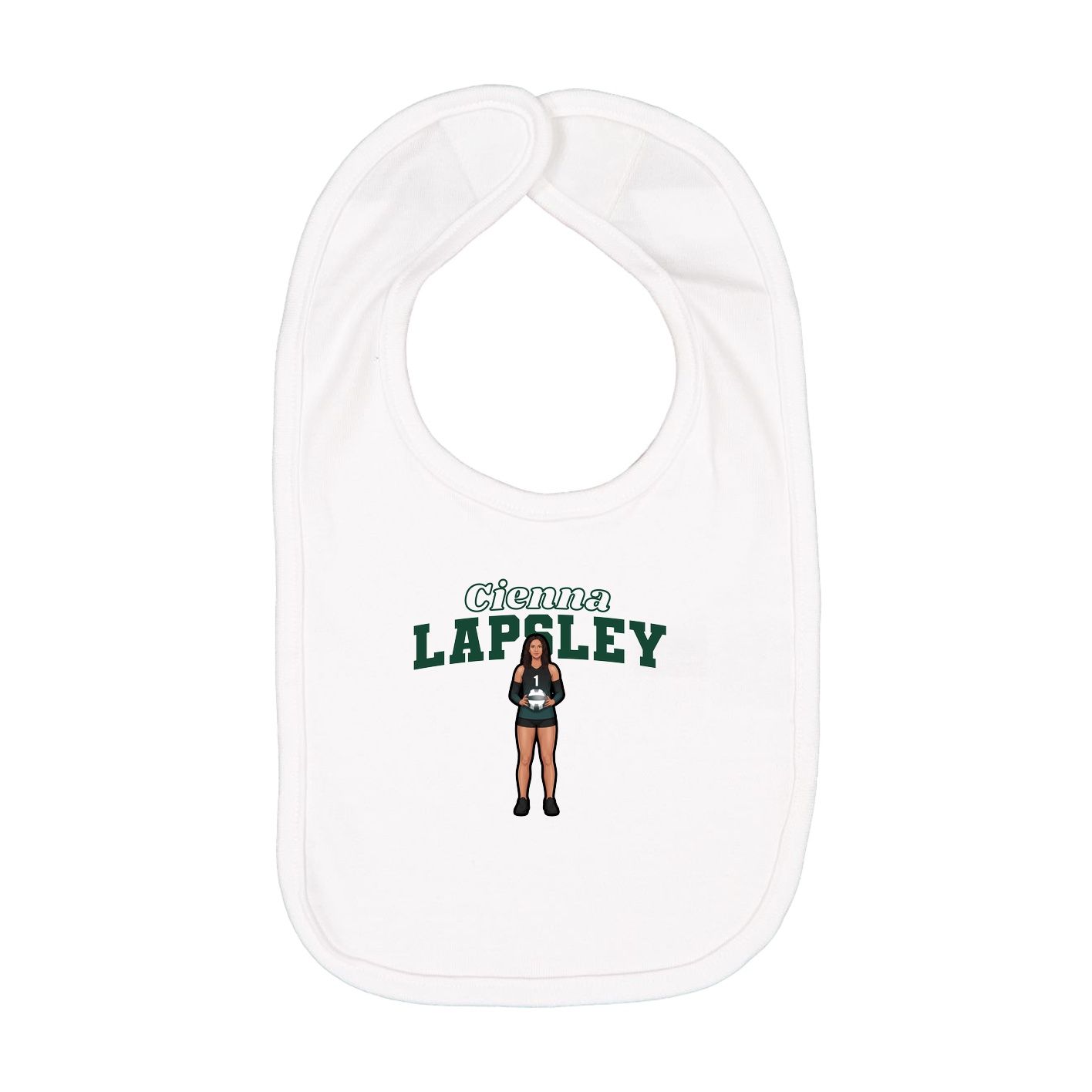 Infant Bib — Name Arch in White
